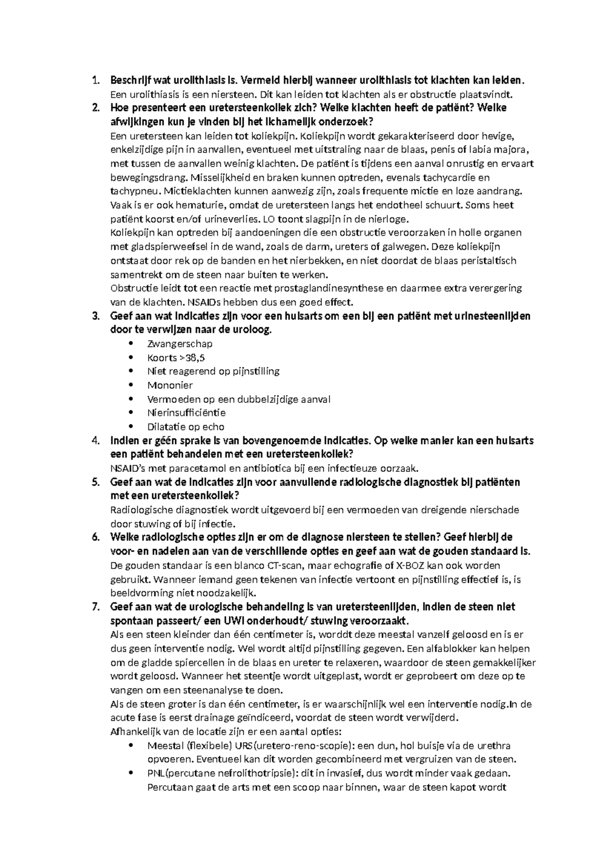 Werkcollege Urologie: Urolithiasis en Pyelonefritis Diagnostiek en ...