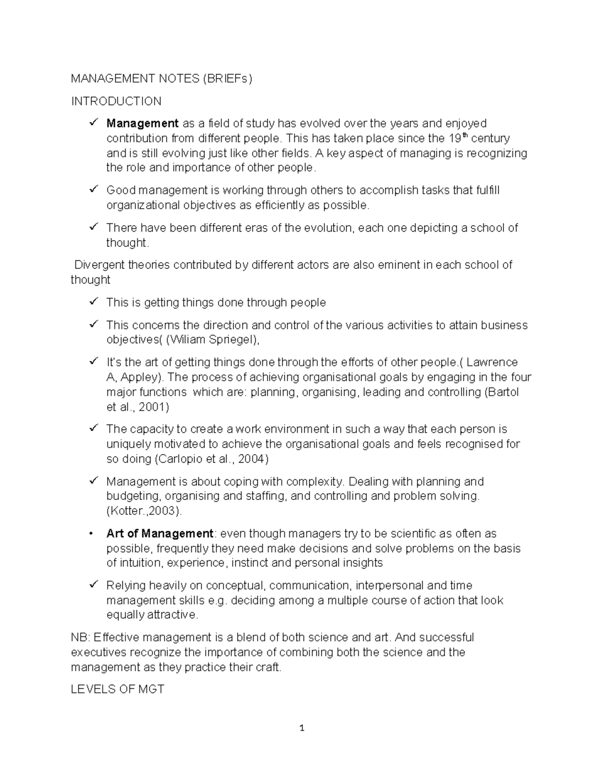 Management Concepts and Theories: A Brief Overview (MGT 101) - Studocu