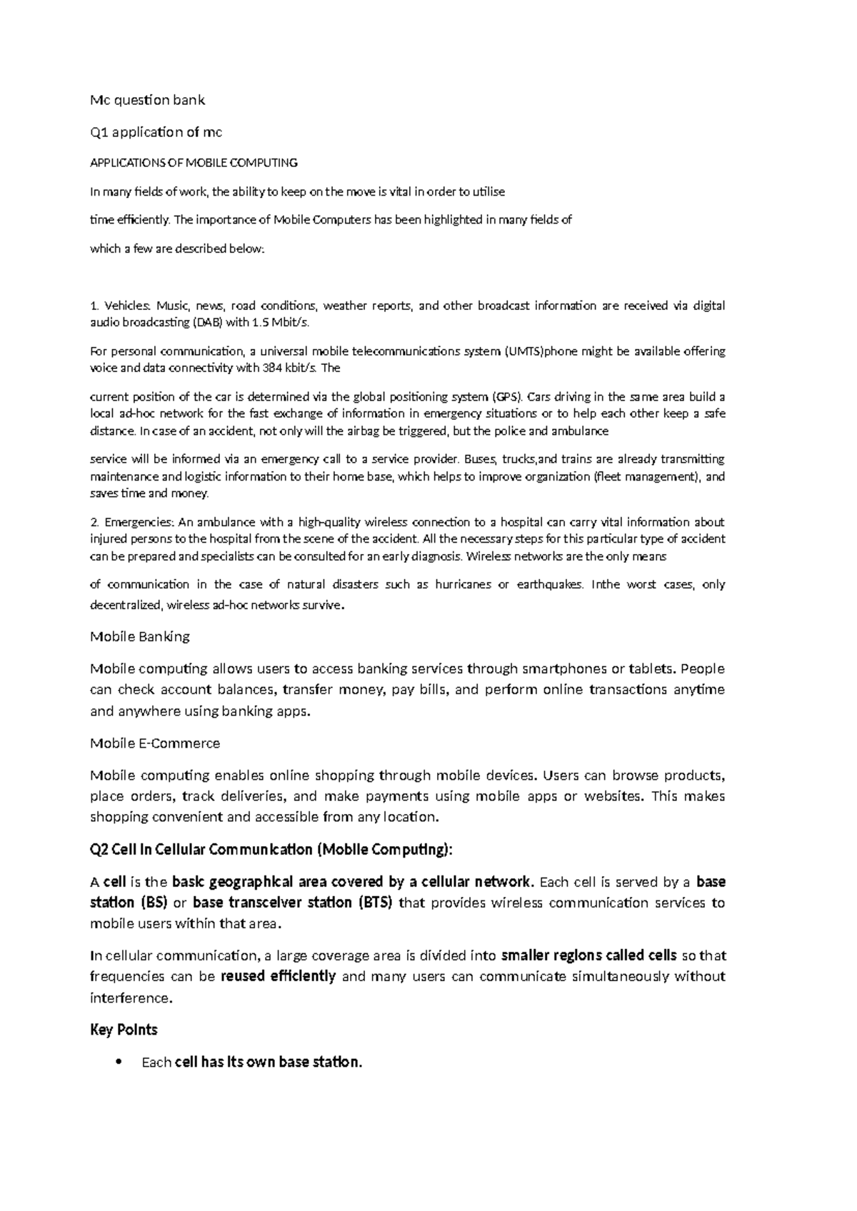 Mobile Computing Applications & Concepts - MC Question Bank - Studocu