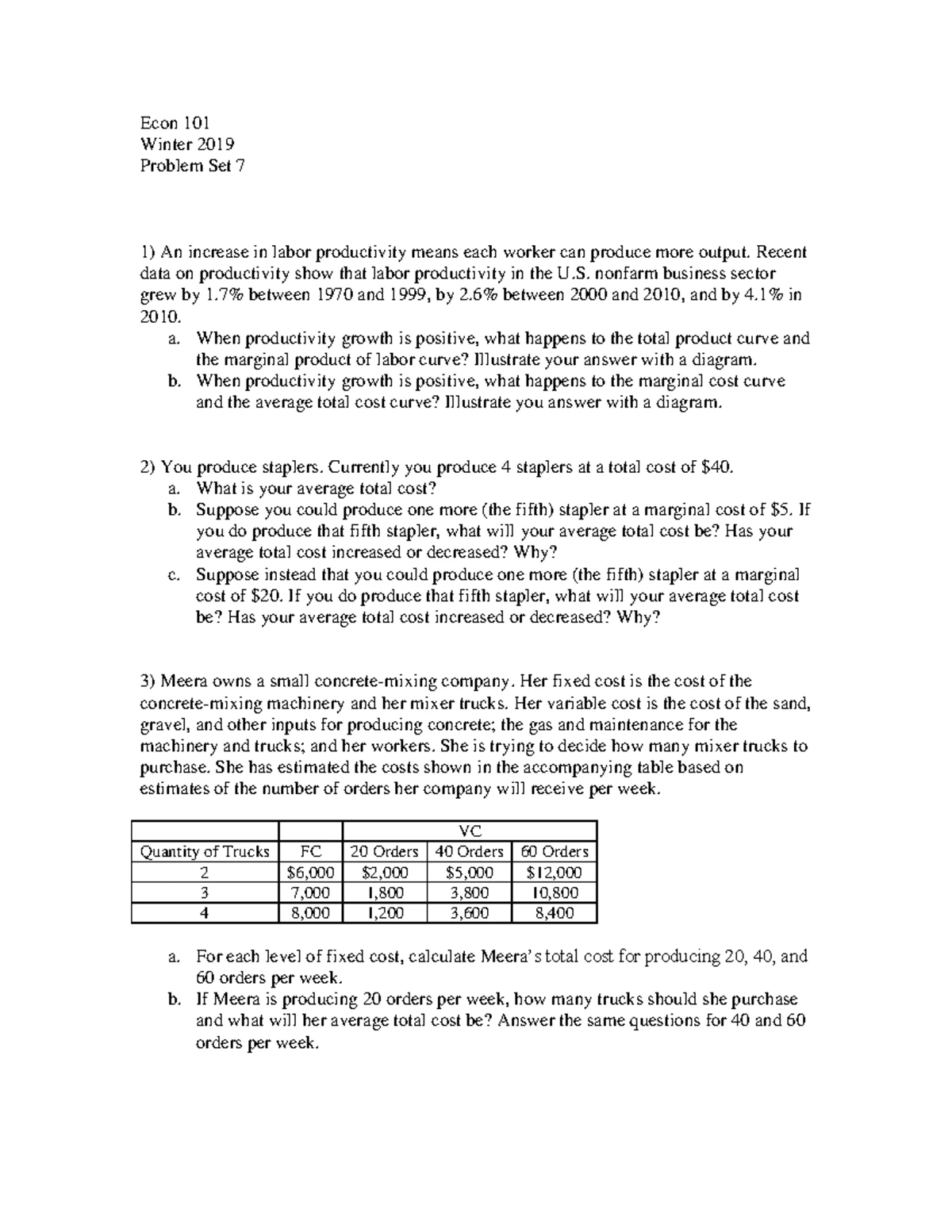 PS1 - Econ 101 - Solutions - Econ 101 Winter 2019 Problem Set 1 ...