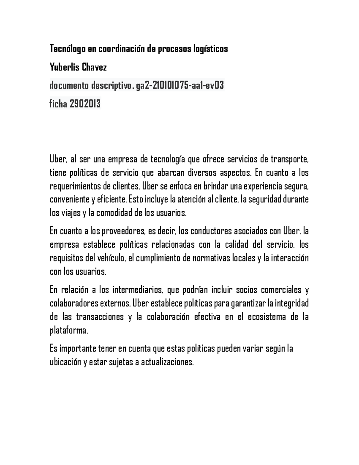 Documento descriptivo: GA2-210101075-AA1-EV03 sobre Uber y logística ...