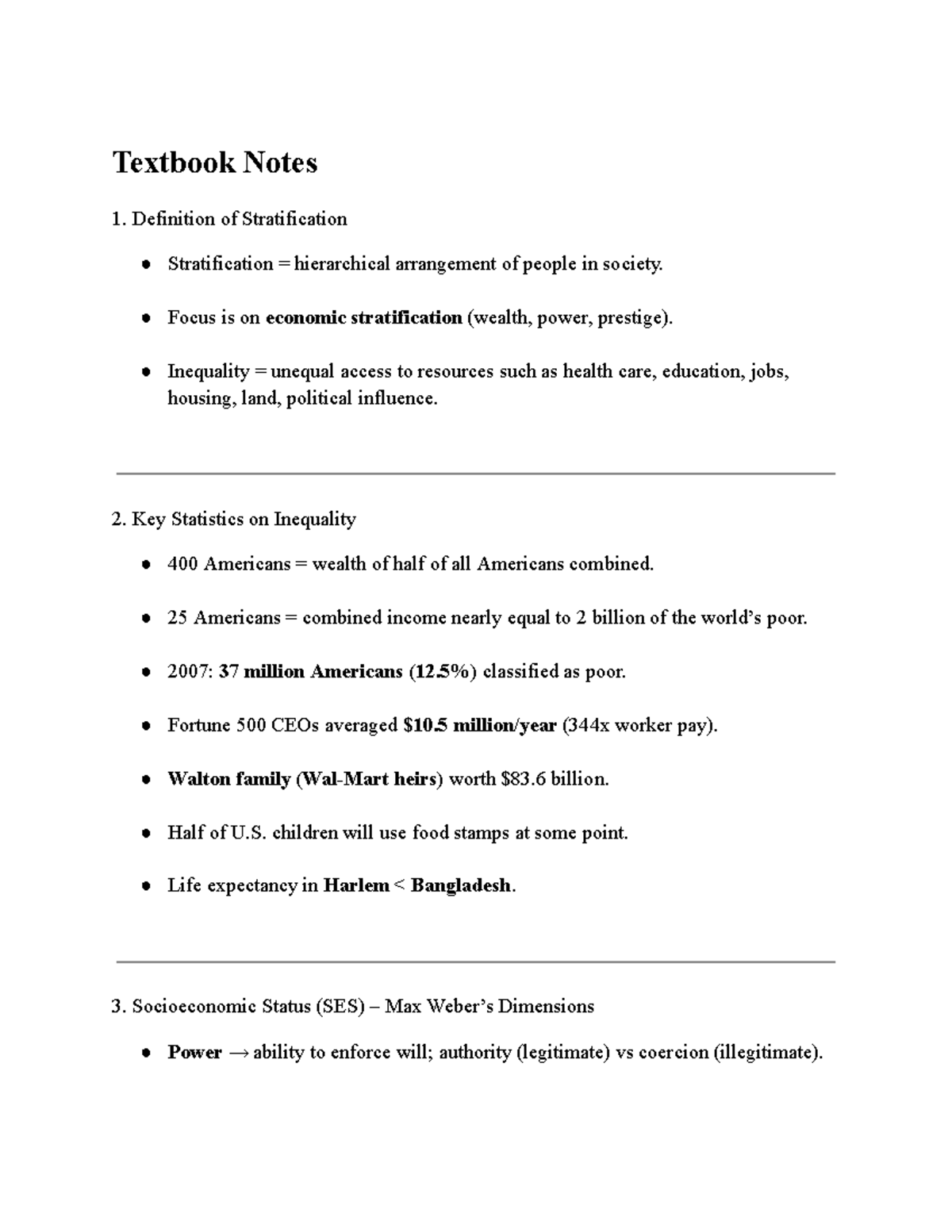Sociology 101: Lecture Notes on Social Stratification & Inequality ...