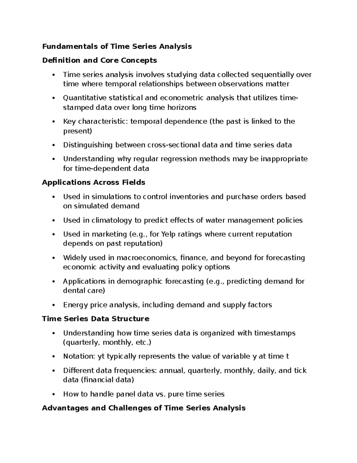 Fundamentals of Time Series Analysis: Concepts, Models, and ...