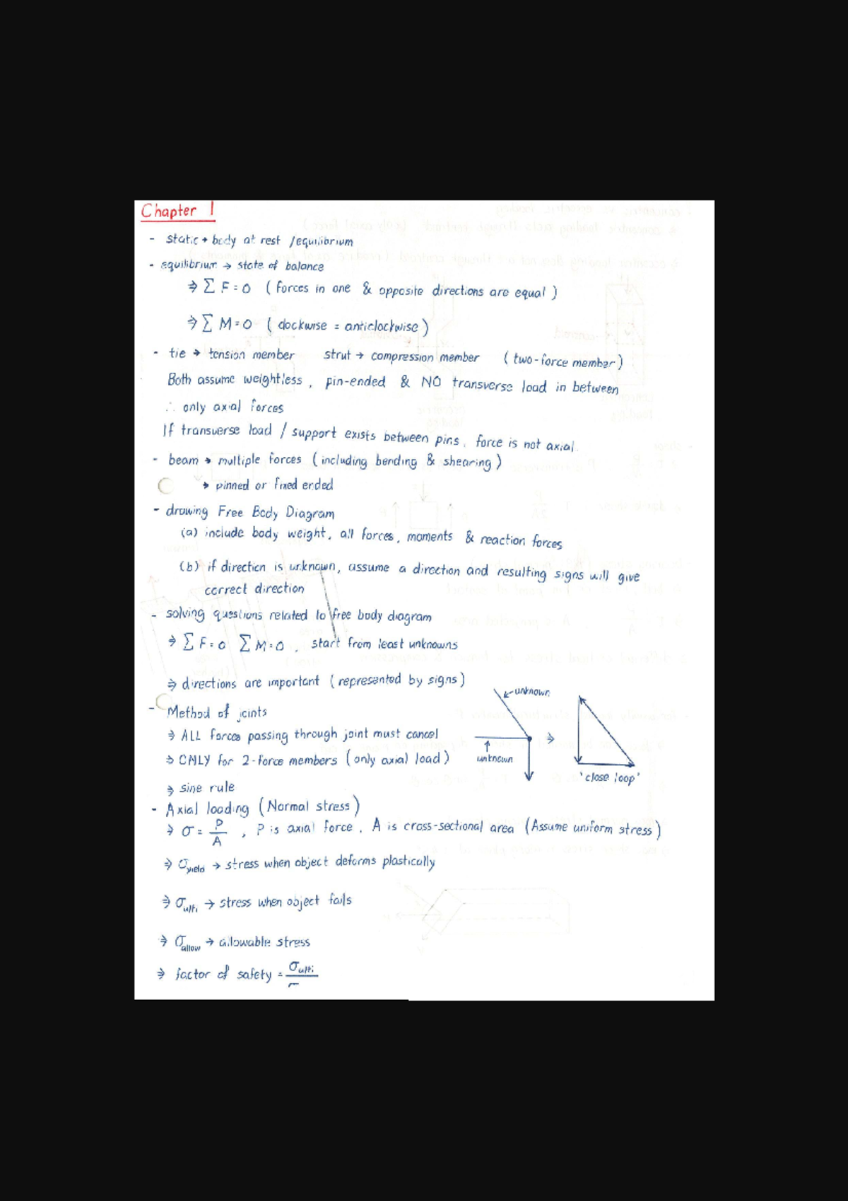 MA2001 Chapter 1 Notes - Summary on Mechanics of Materials - Studocu
