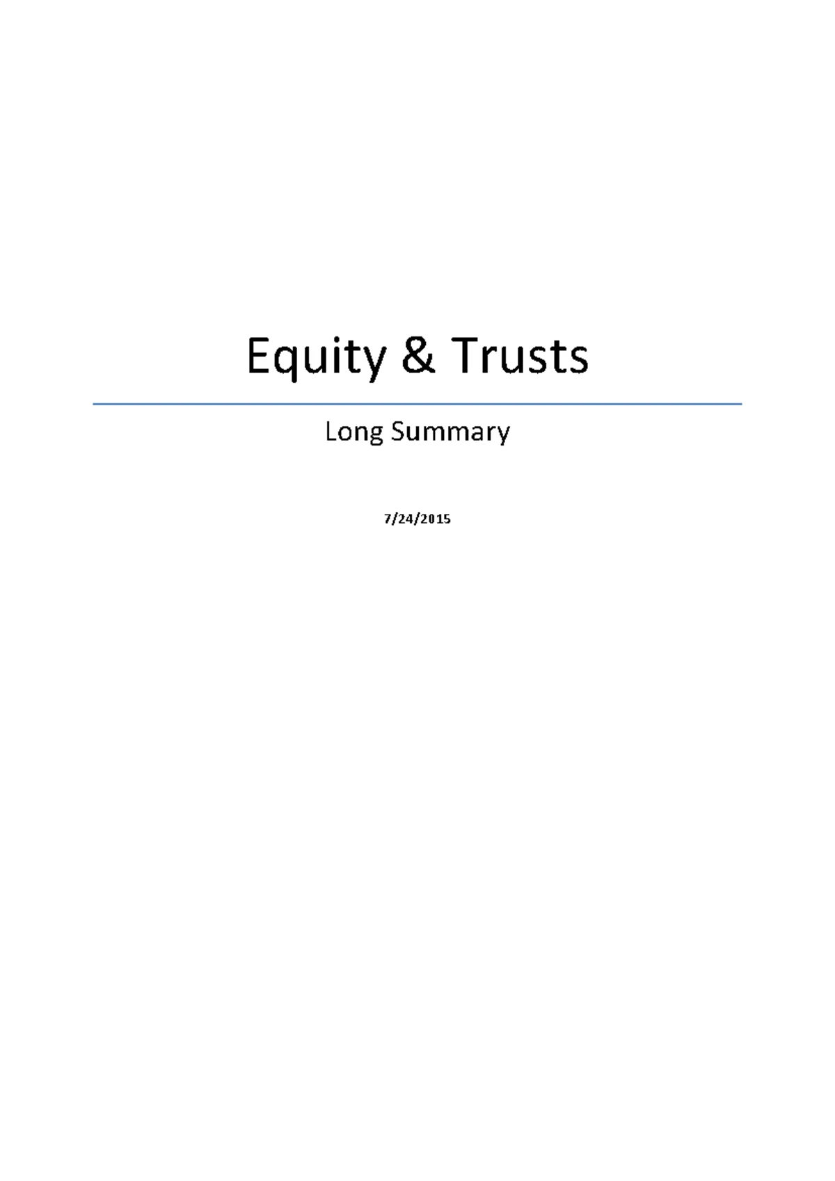 LAWS2205 Final Exam Cases - Summary of Trusts and Equity Issues - Studocu