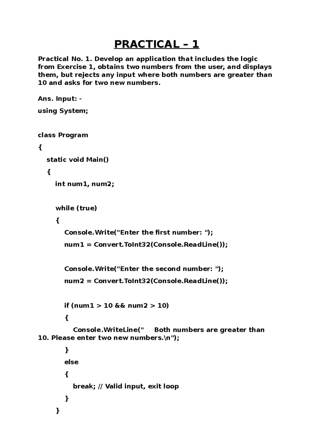 Practical 1: User Input Validation and Class Implementation in C++ ...
