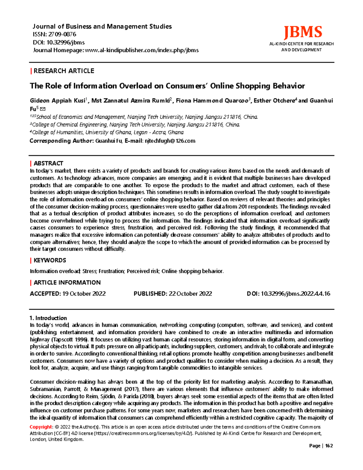 The Role of Information Overload on Online Shopping Behavior (JBMS ...