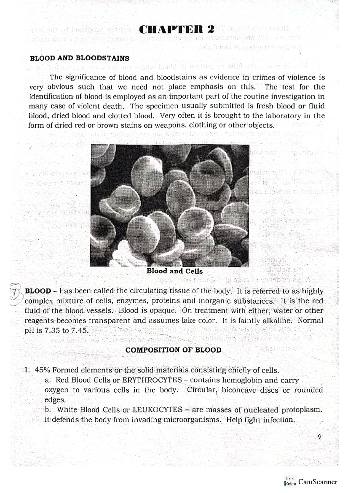 BFS 101 - Chapter 2: Blood and Bloodstains - Forensic Importance - Studocu
