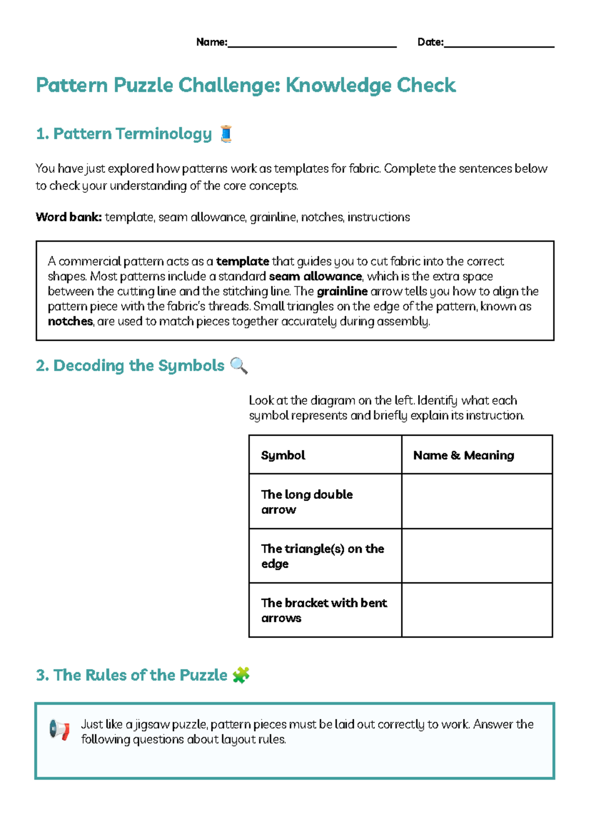Pattern Puzzle Challenge: Knowledge Check 1 - Understanding Fabric ...