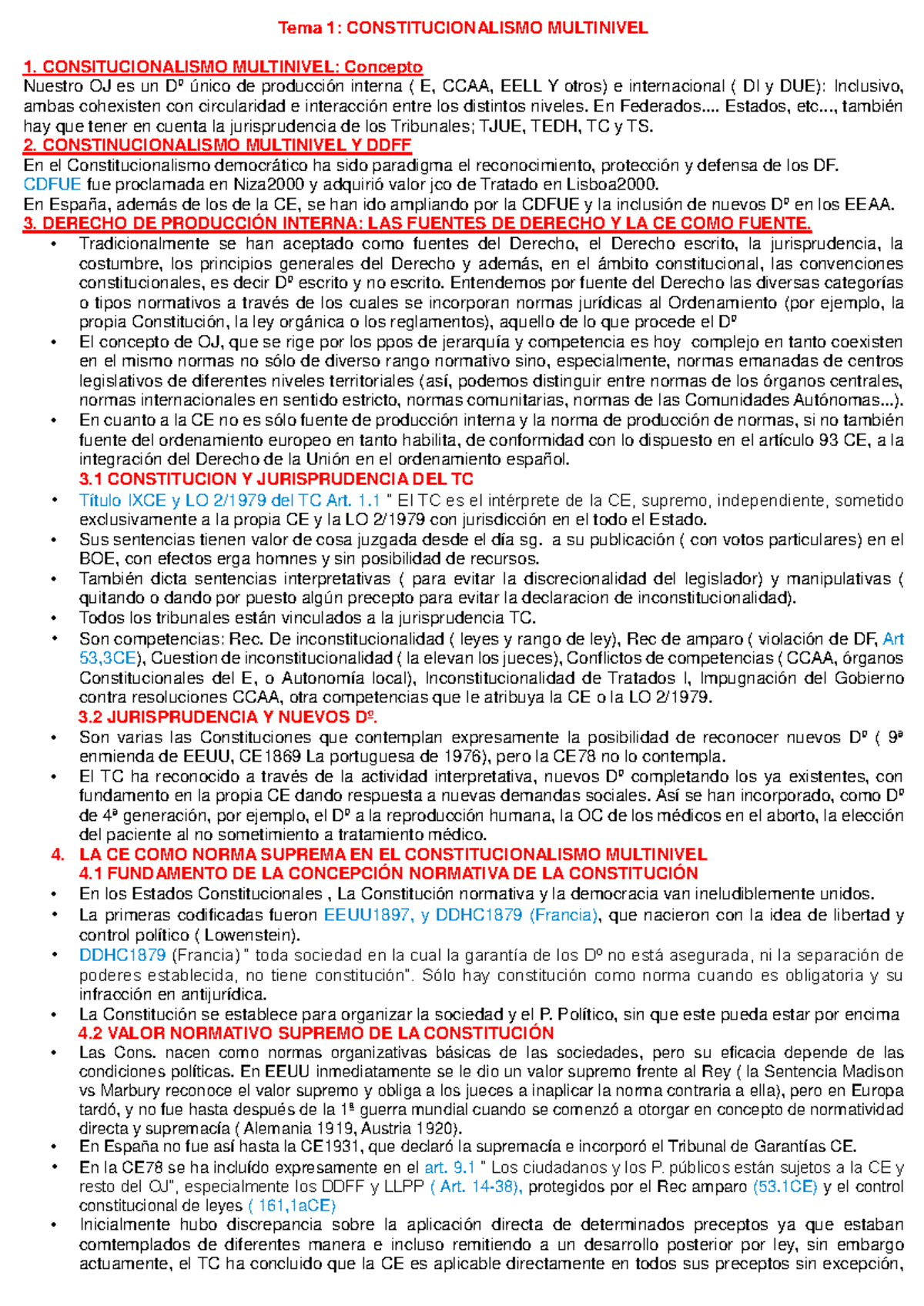 Resumen Const III - Tema 1: CONSTITUCIONALISMO MULTINIVEL 1 ...