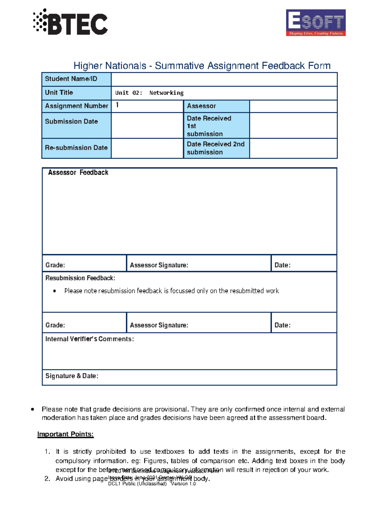 Networking Assignment Feedback Form: Unit 02 - LAN Design for Redco ...