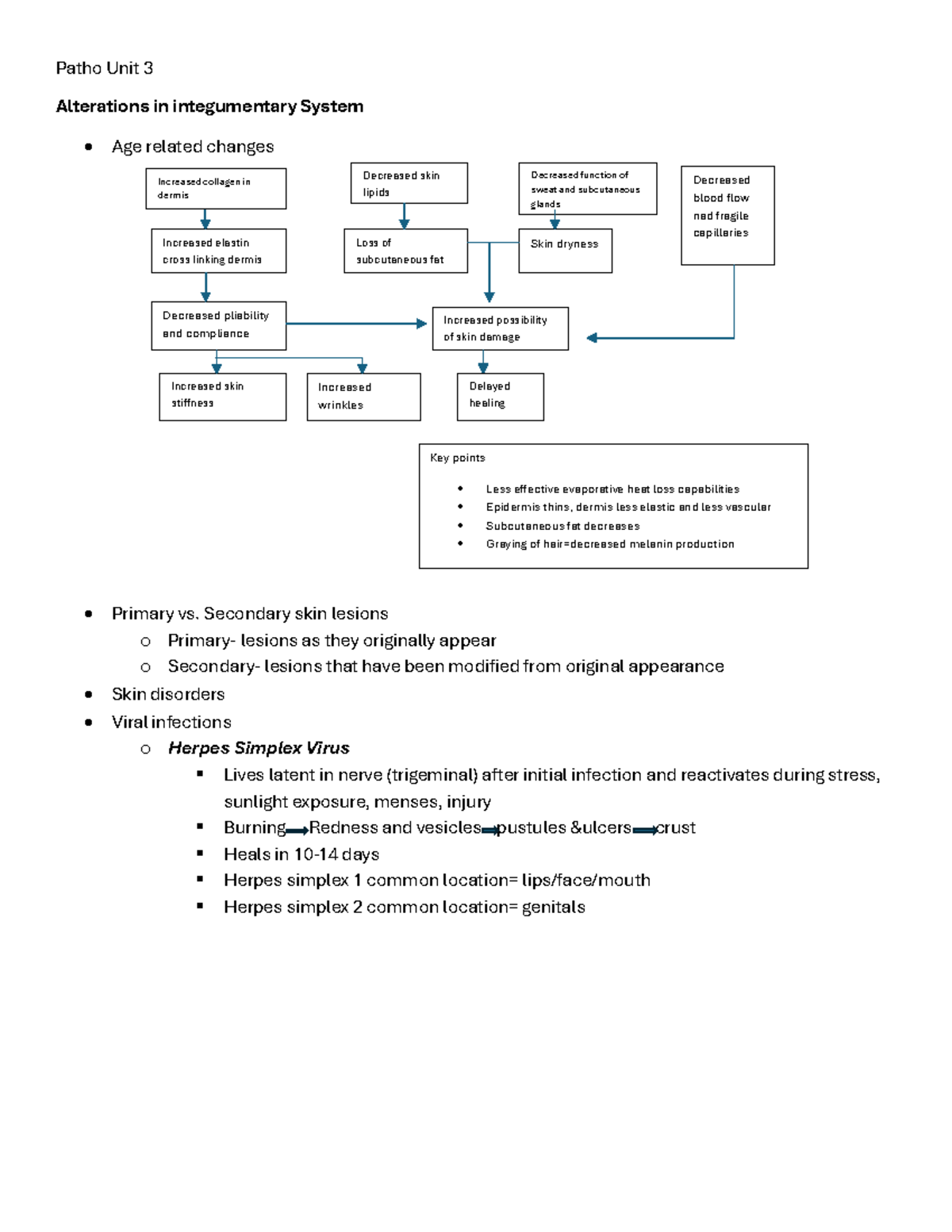 Patho 3: Integumentary System Alterations & Disorders Notes - Studocu