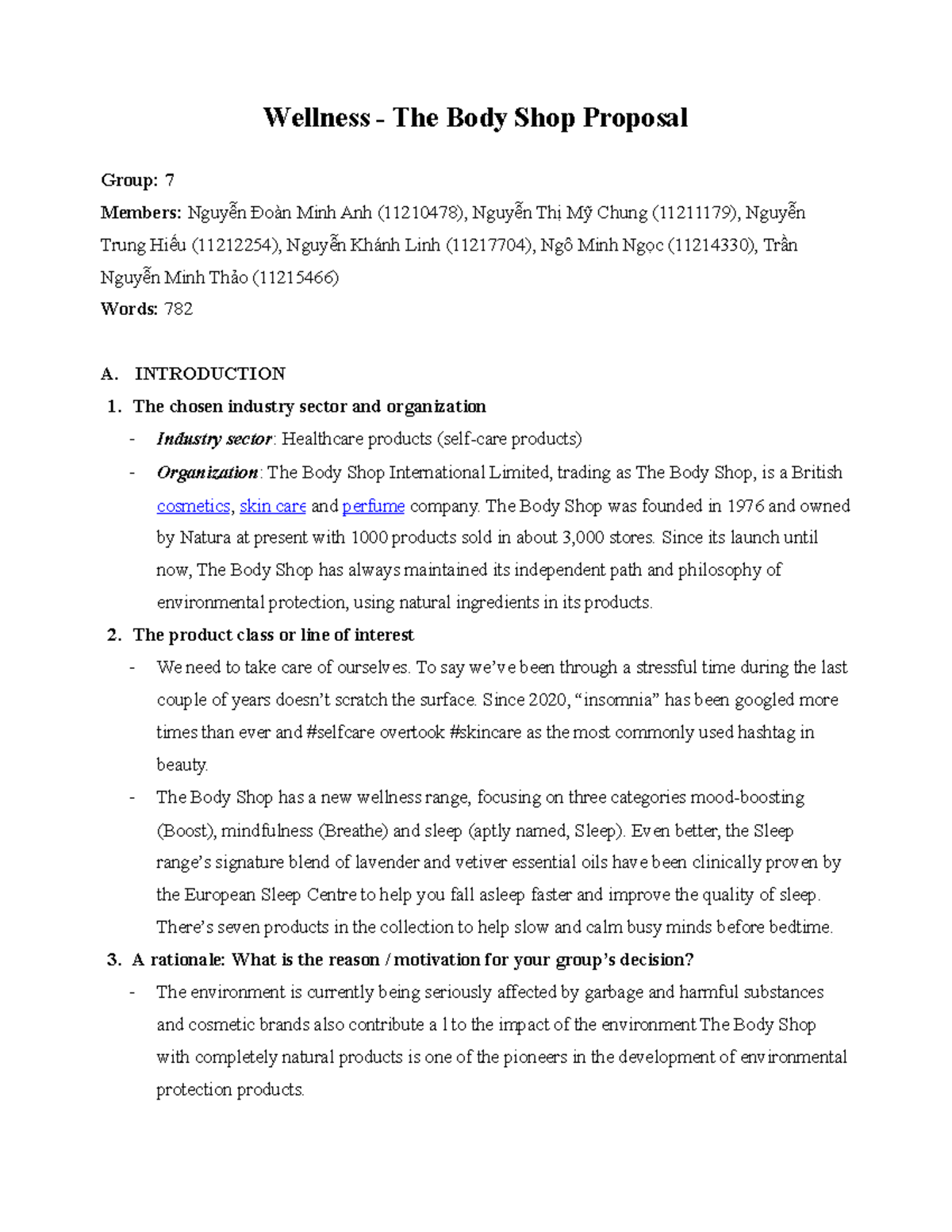 Group 7 - Wellness from The Body Shop (Proposal) - Wellness - The Body ...