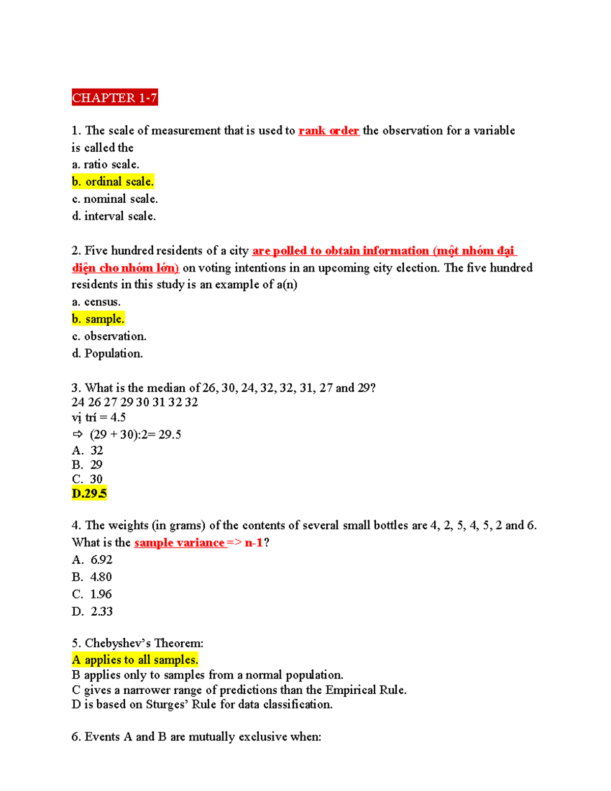 SB 101 Midterm Review: Measurement Scales, Statistics, and Data ...