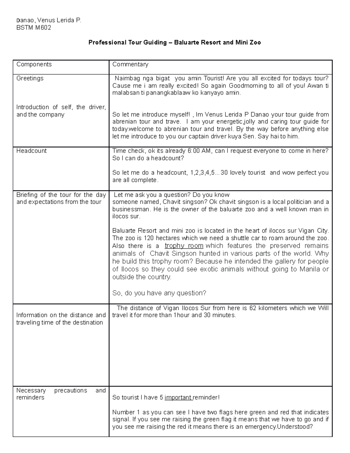Professional Tour Guiding Commentary - BSTM M Final Exam Notes - Studocu
