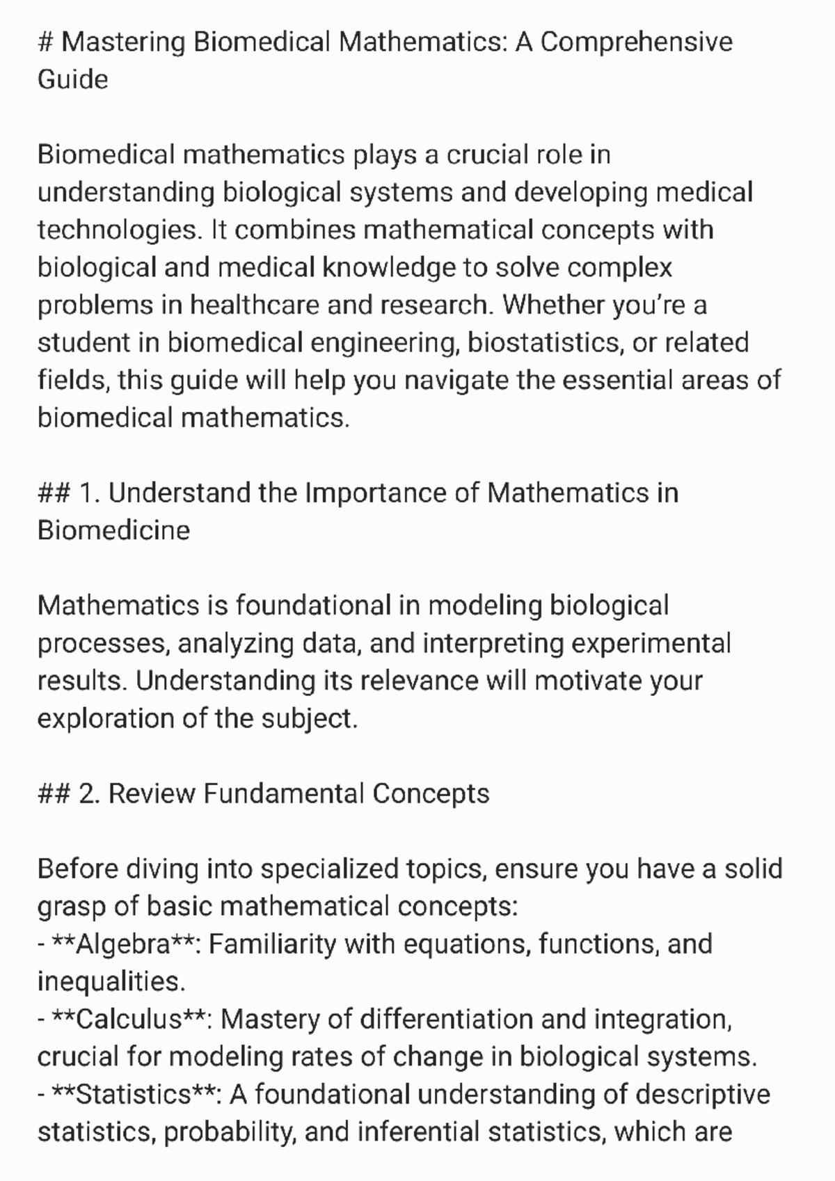 BMTH 101: Summary of Biomedical Mathematics Coursework - Studocu