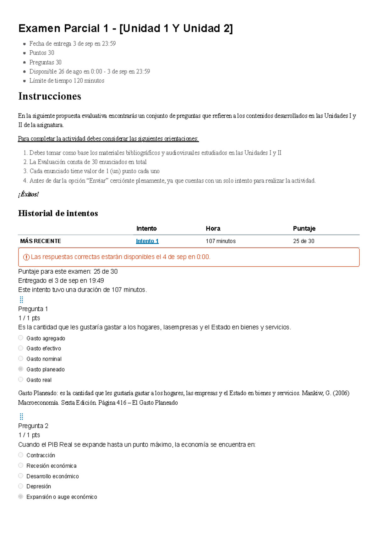 Examen Parcial 1 - [Unidades 1 y 2] Macroeconomía II 30 Preguntas - Studocu
