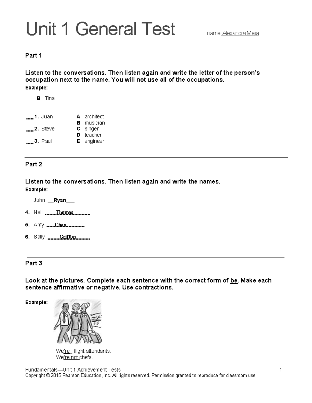 Top Notch Fundamentals Unit 1 Assessment: Listening & Writing Test ...