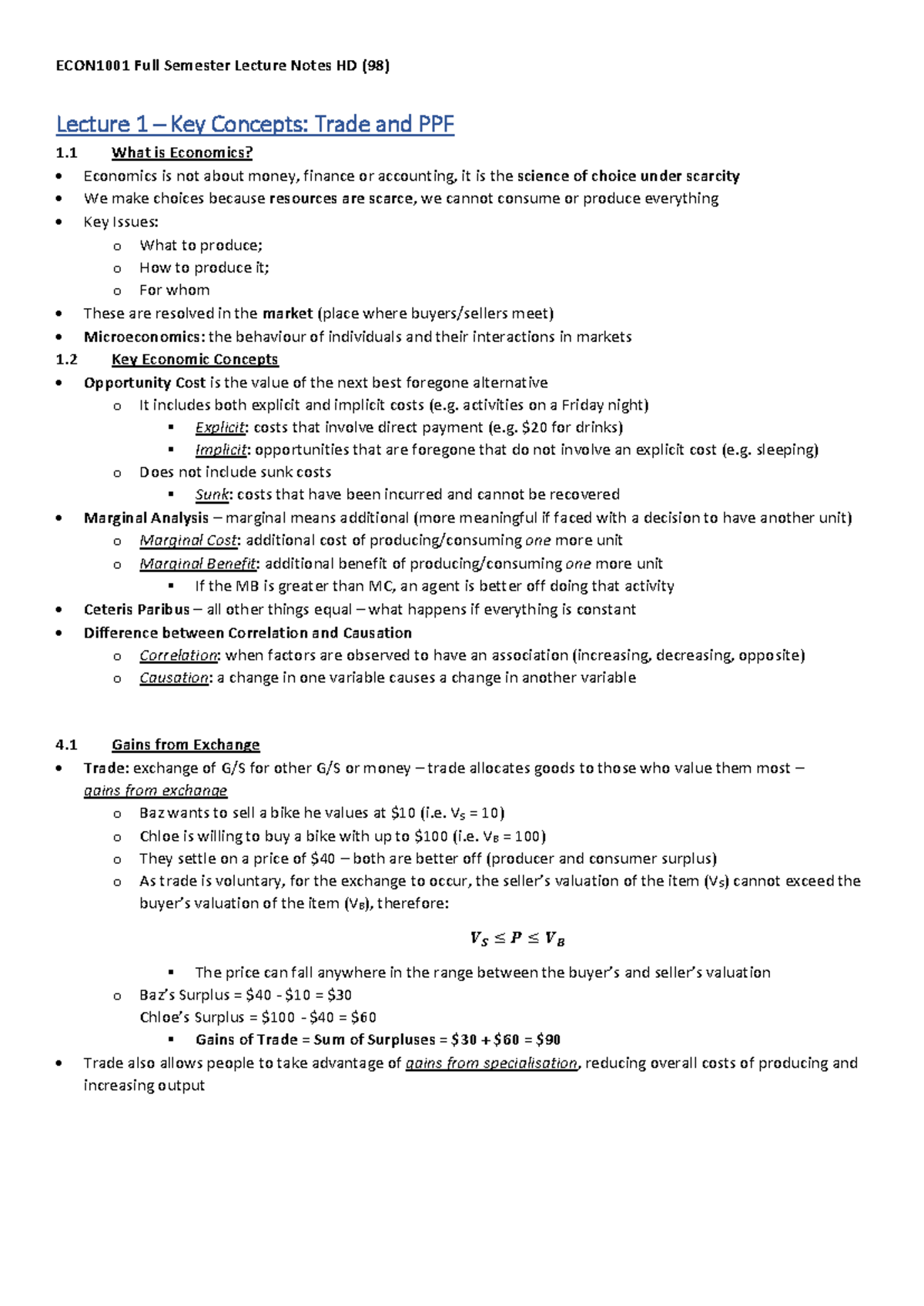 Econ1001 complete hd 98 lecture notes - ECON1001 Full Semester Lecture ...