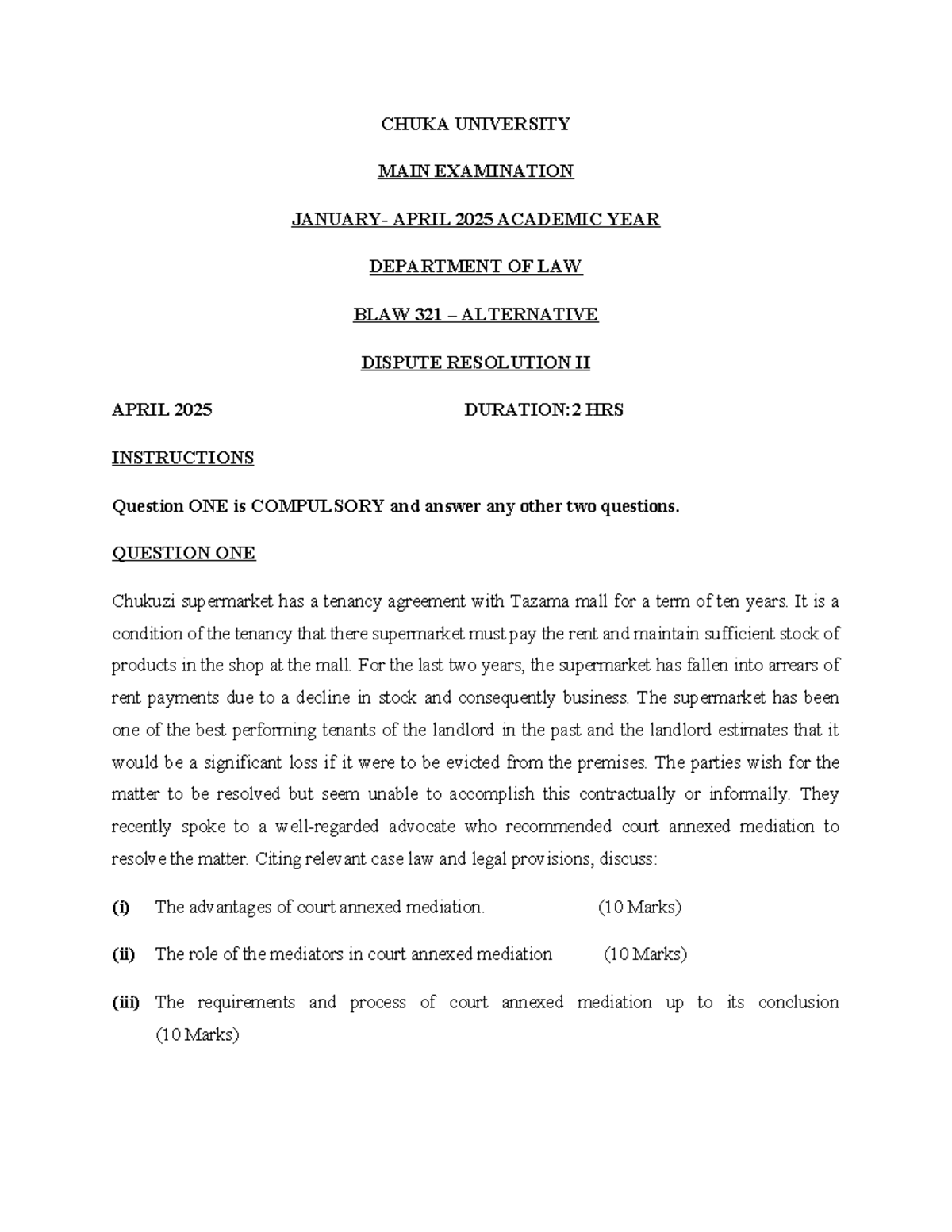 BLAW 321 - Alternative Dispute Resolution II Exam Notes, April 2025 ...
