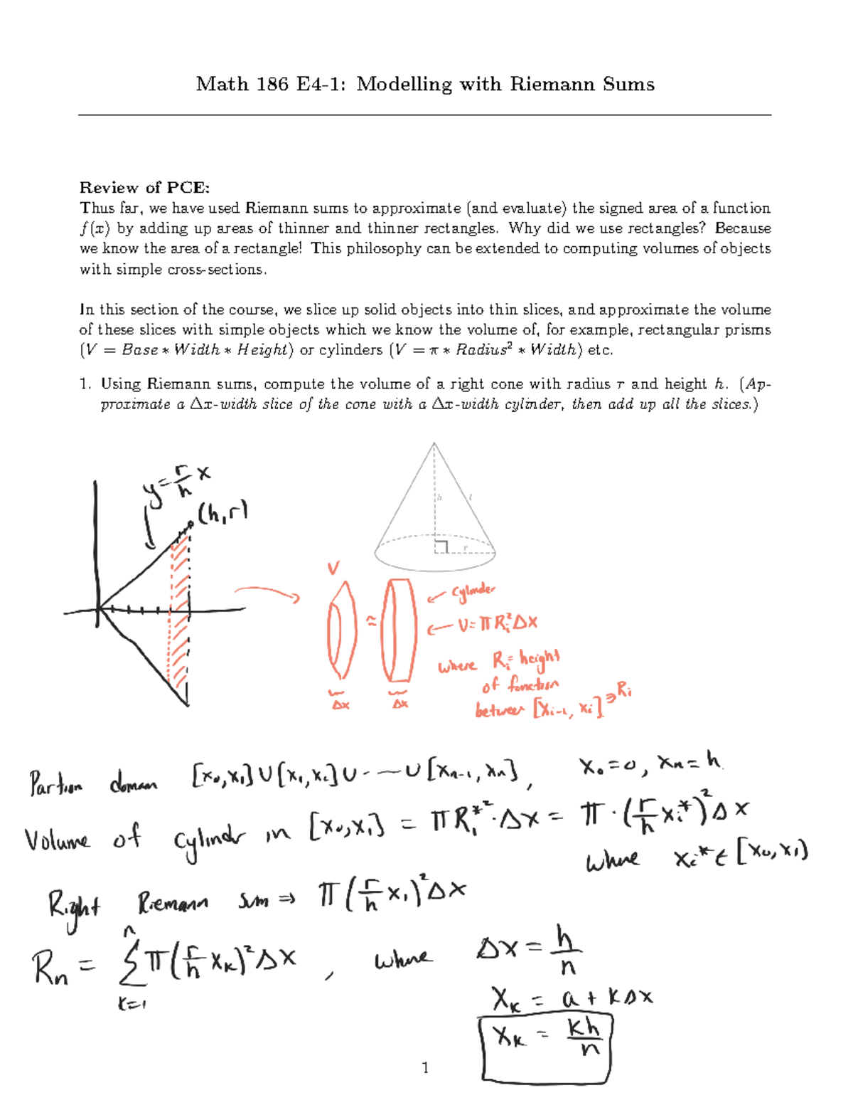 Math 186 LEC101 Lecture 24: Riemann Sums and Volume Modeling - Studocu