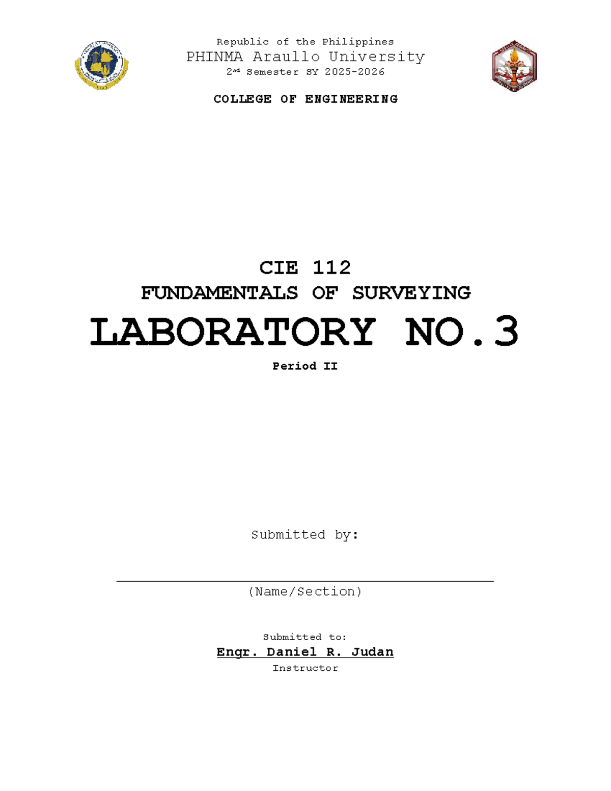 CIE 112 Fundamentals of Surveying Lab No. 3: Arm and Hand Signals - Studocu