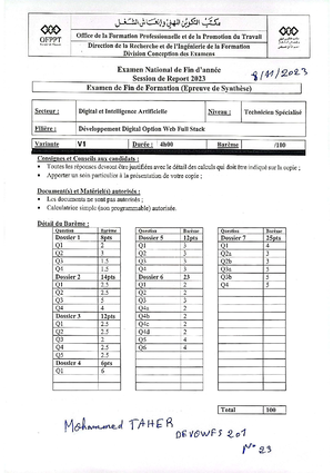 500319570 Modele Rapport Pfe - Mémoire de fin d’études Pour l’obtention ...