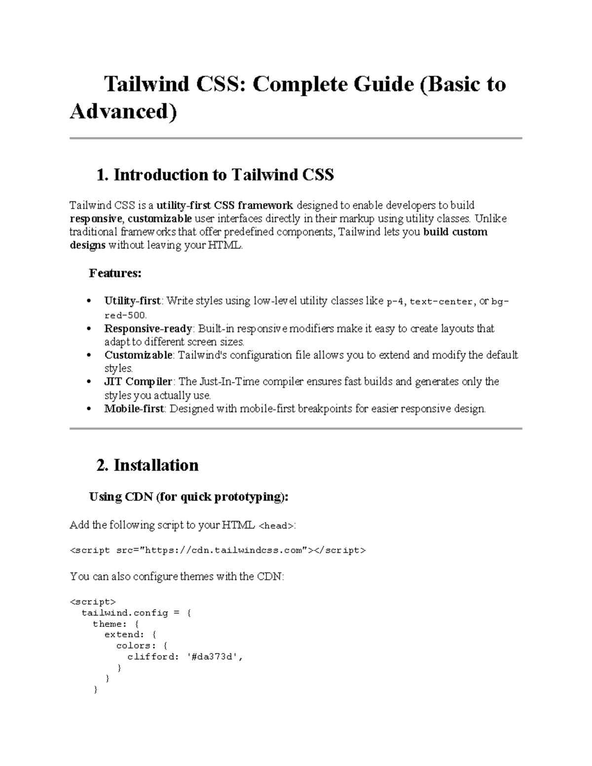 🌟 Tailwind CSS: Comprehensive Guide from Basics to Advanced - Studocu