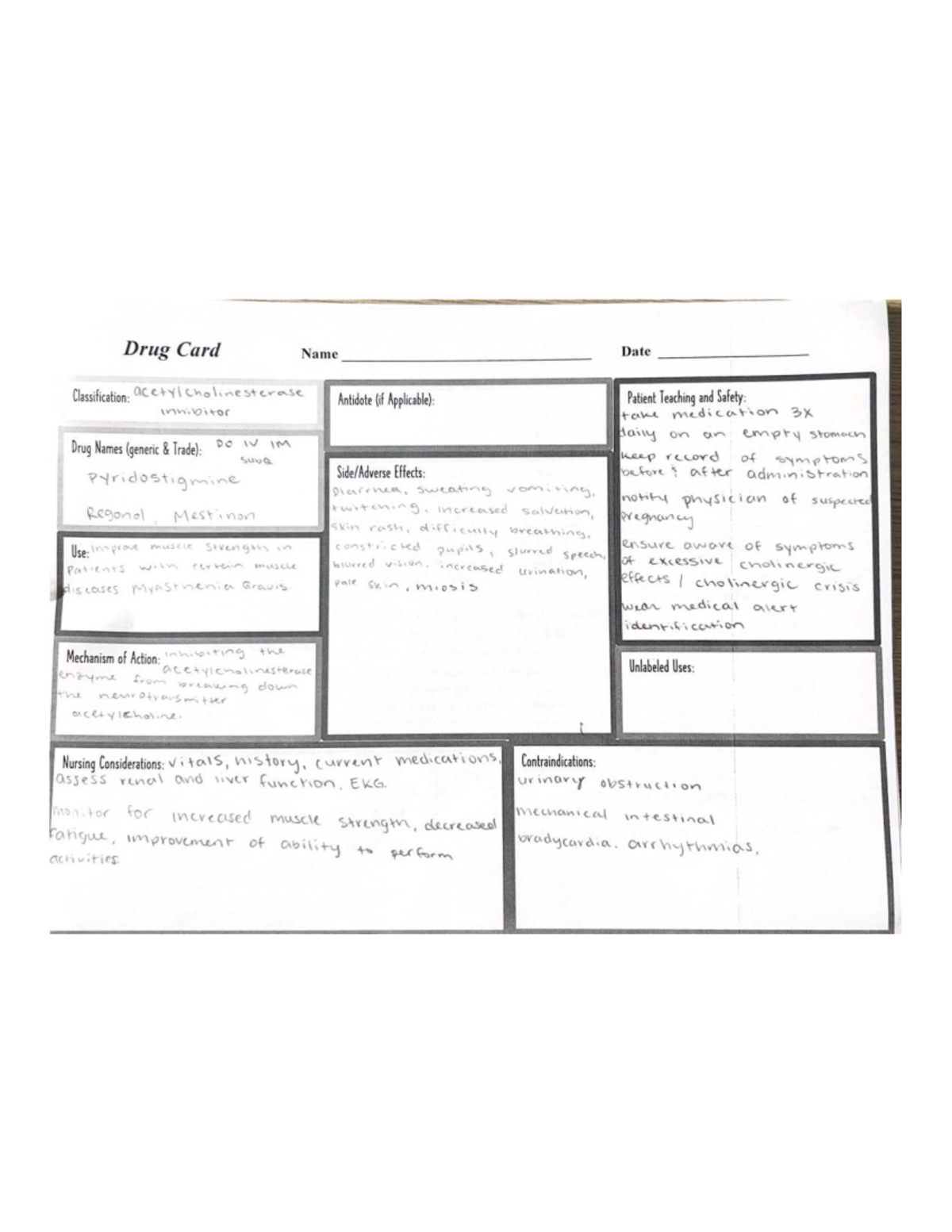 Drug Card Week 14 - Pharmacology Overview and Patient Safety - Studocu