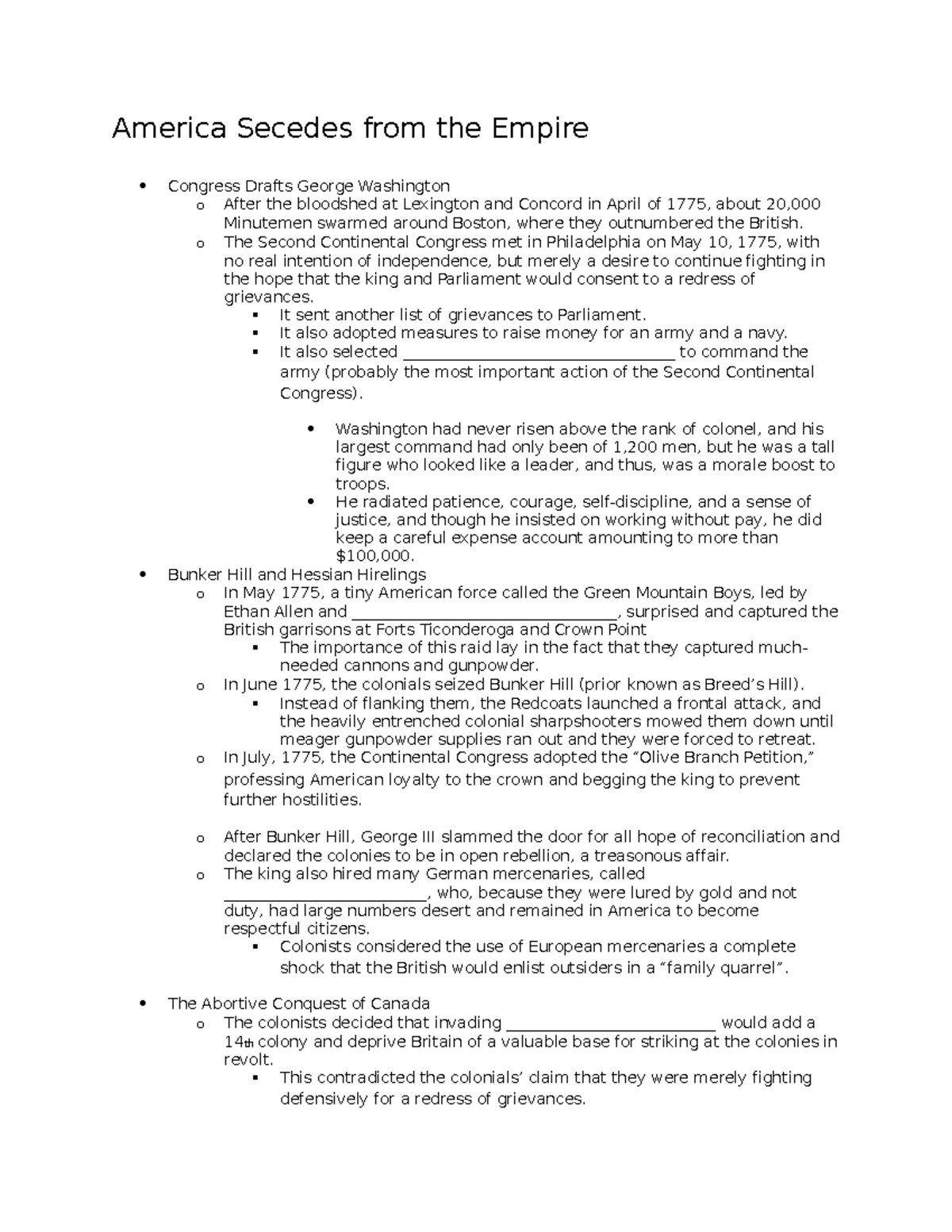 Unit 4 Guided Notes v2 - America's Fight for Independence and the ...