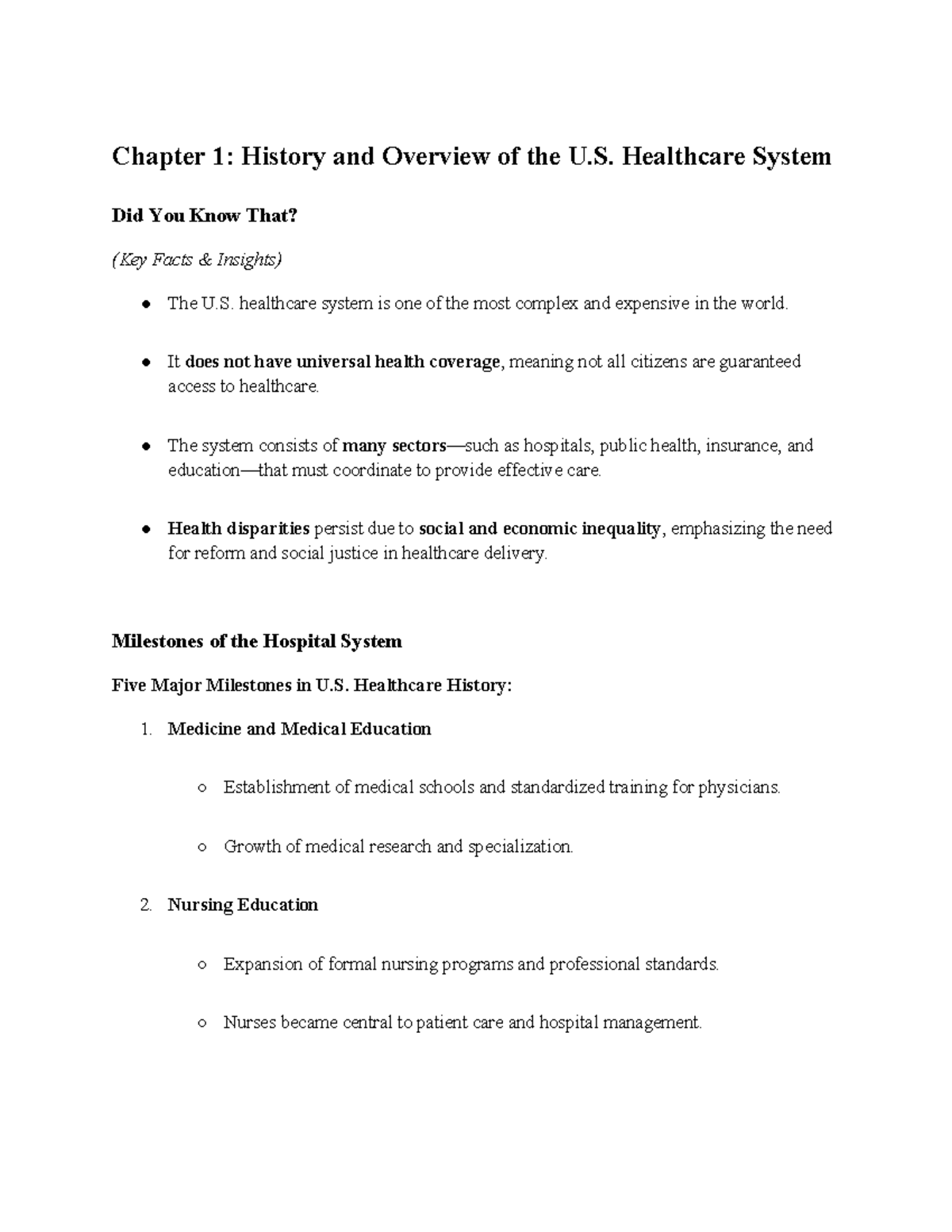 Midterm Exam Notes for HPRS: U.S. Healthcare System Overview - Studocu