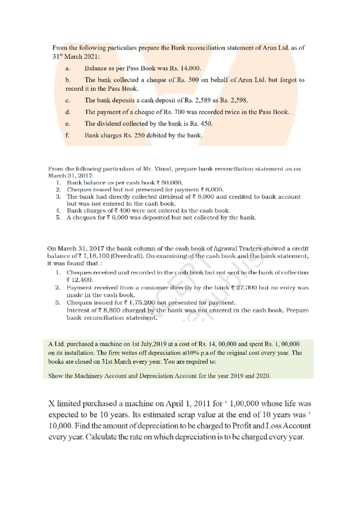 Bank Reconciliation Statement Practice Questions 1733071080 - Studocu