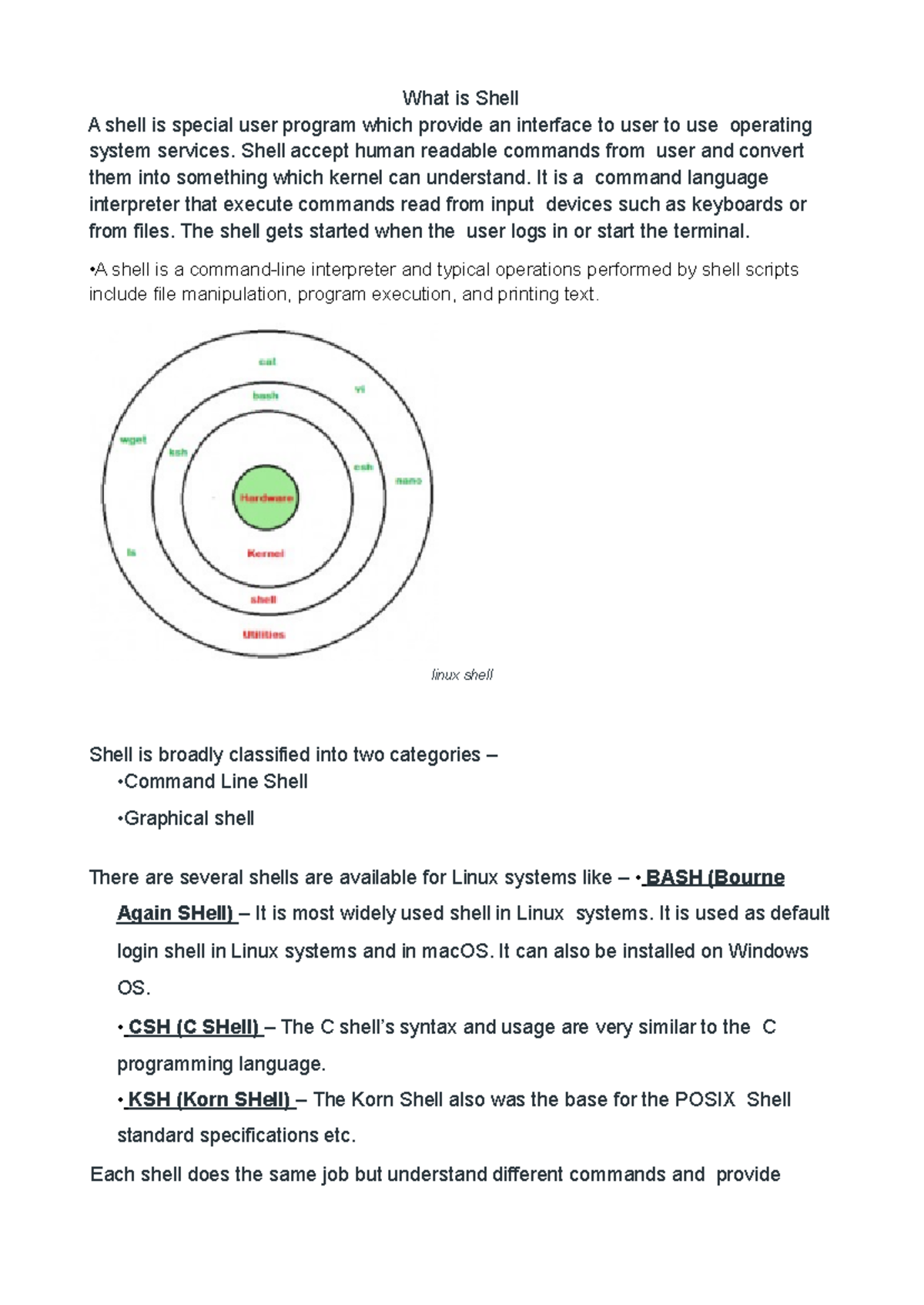 Linux Shell Scripting Notes for Course Code: CS101 - Studocu