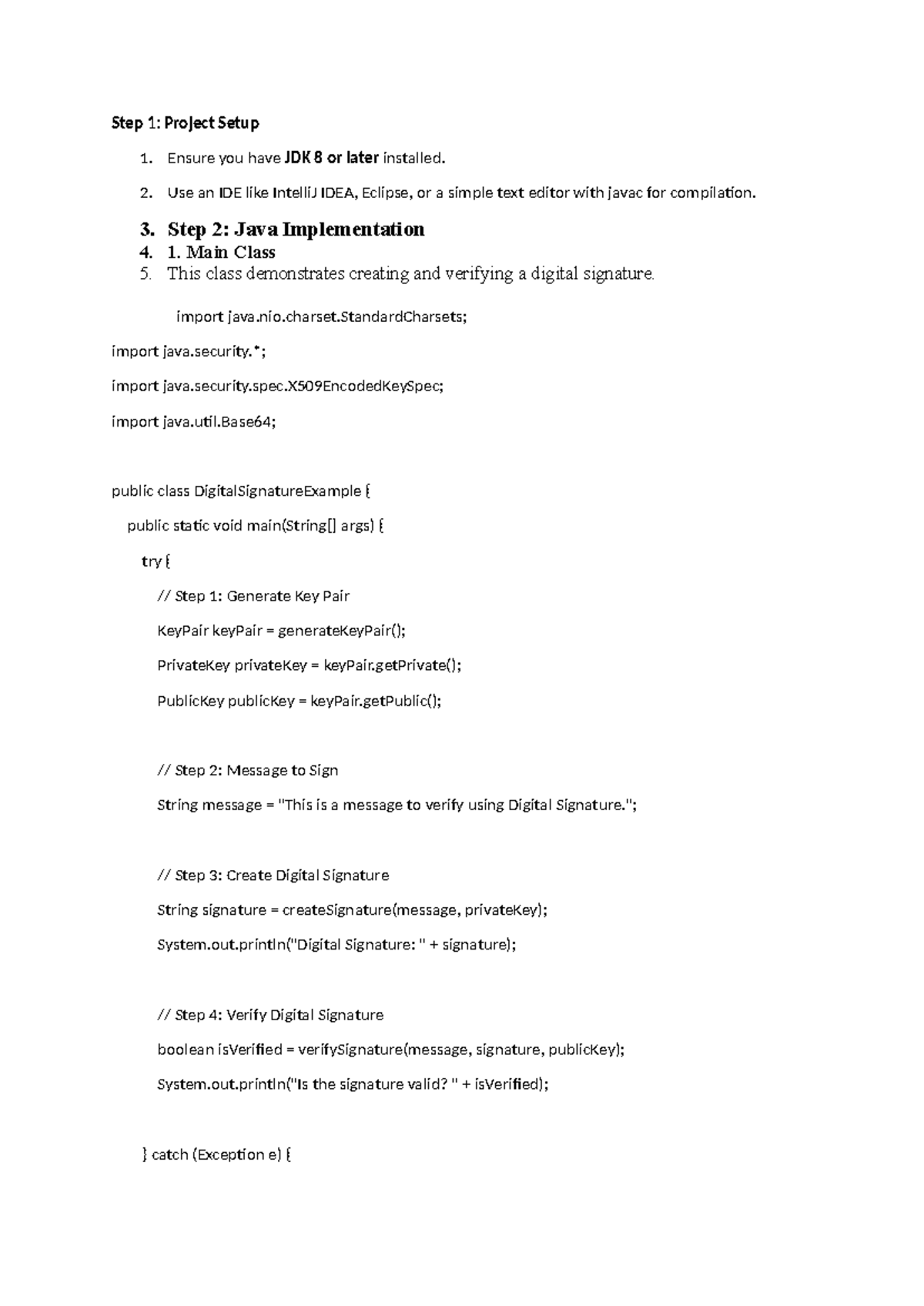 Cyber Project: Implementation of Digital Signature in Java - Studocu