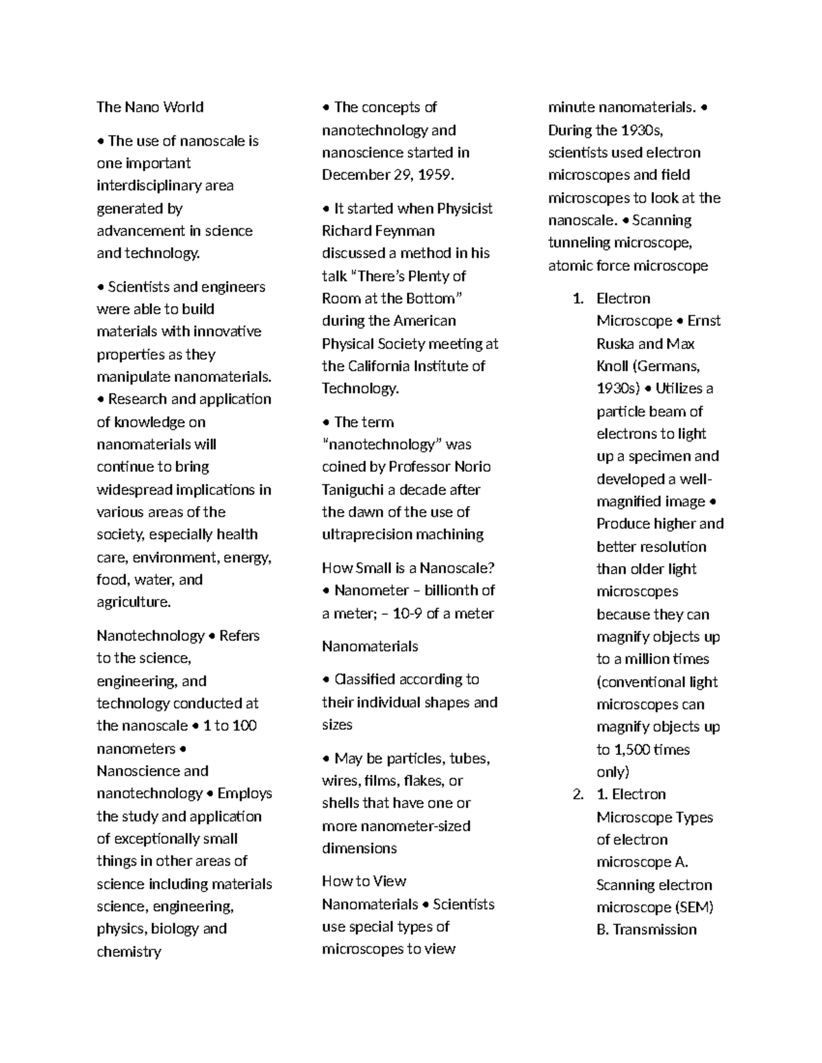 STS 101: Final Exam Notes on Nanotechnology and Its Applications - Studocu