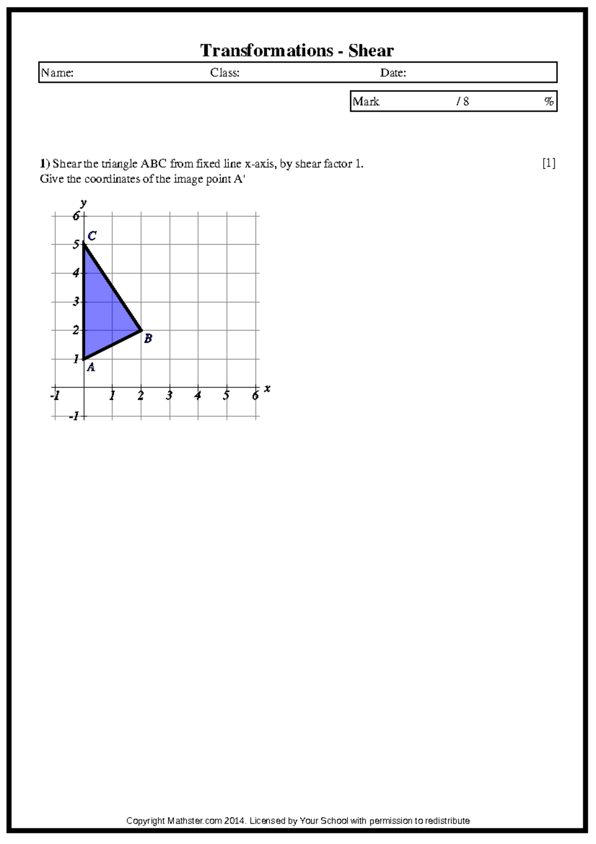 Transformations - Shear Analysis and Coordinates (Math 101) - Studocu
