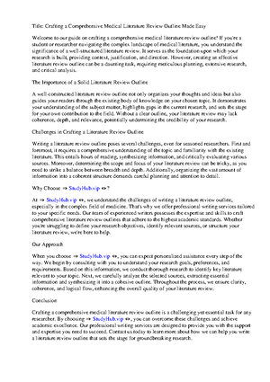 Mastering Literature Review Elements: A Comprehensive Guide - Studocu