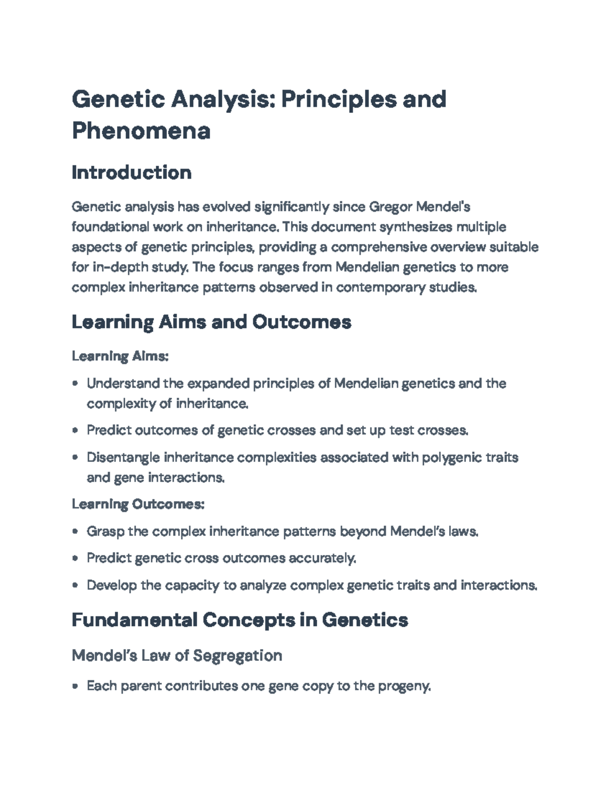 Genetic Analysis and Principles: From Mendel to Modern Inheritance ...