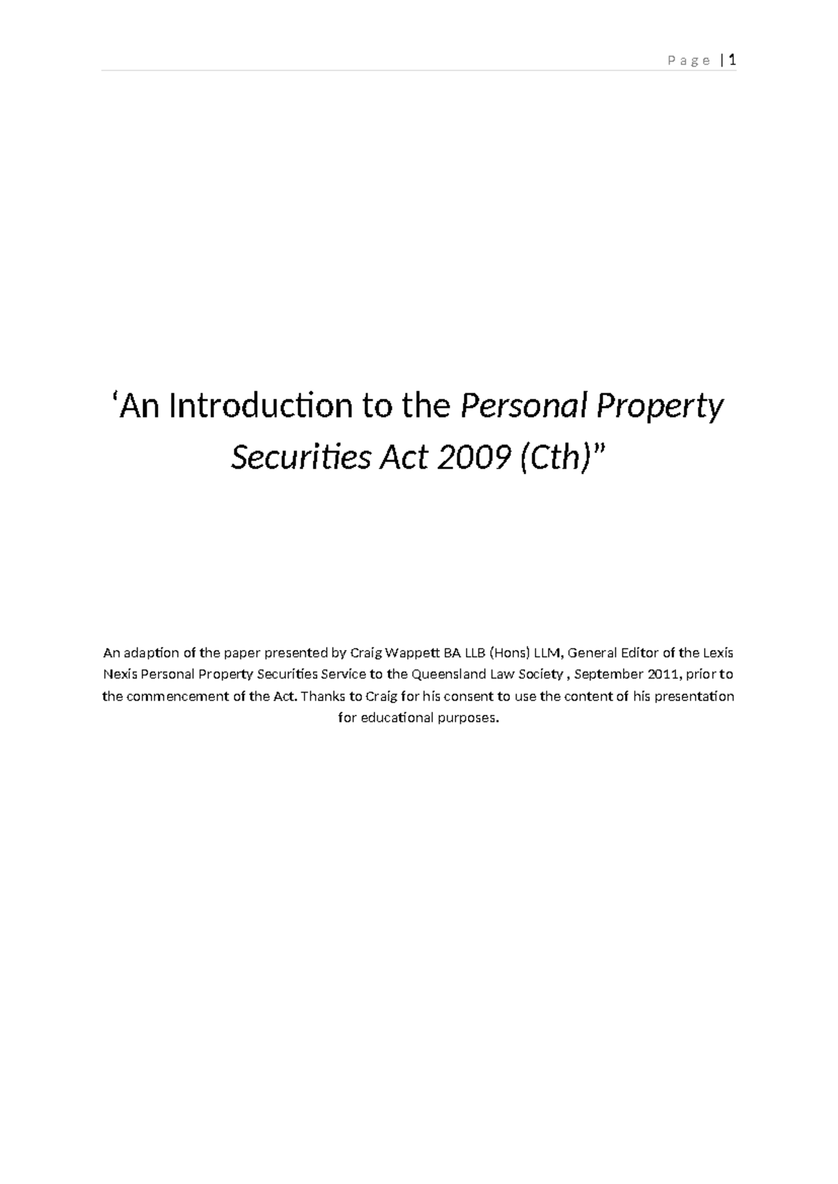 PPSA 2009 Overview: Key Features and Implications for Creditors - Studocu