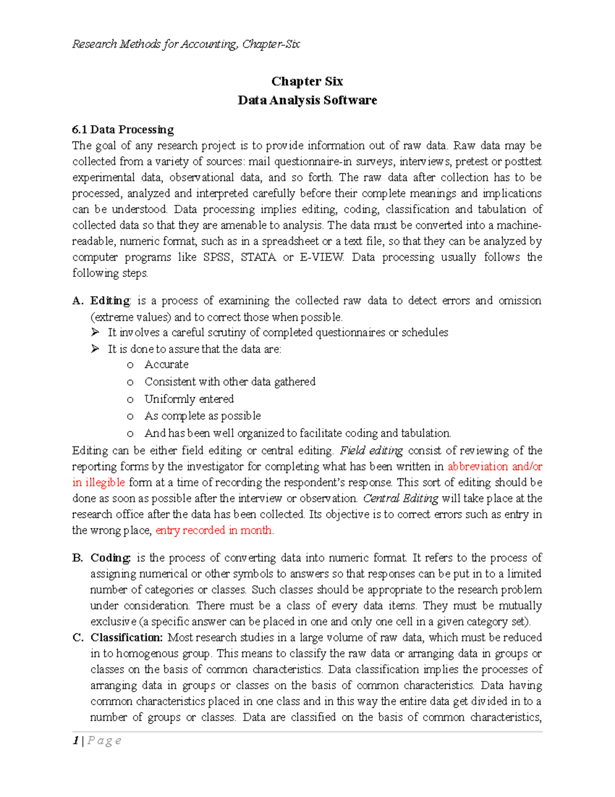 Research Chapter 6: Data Analysis Software Overview - Studocu