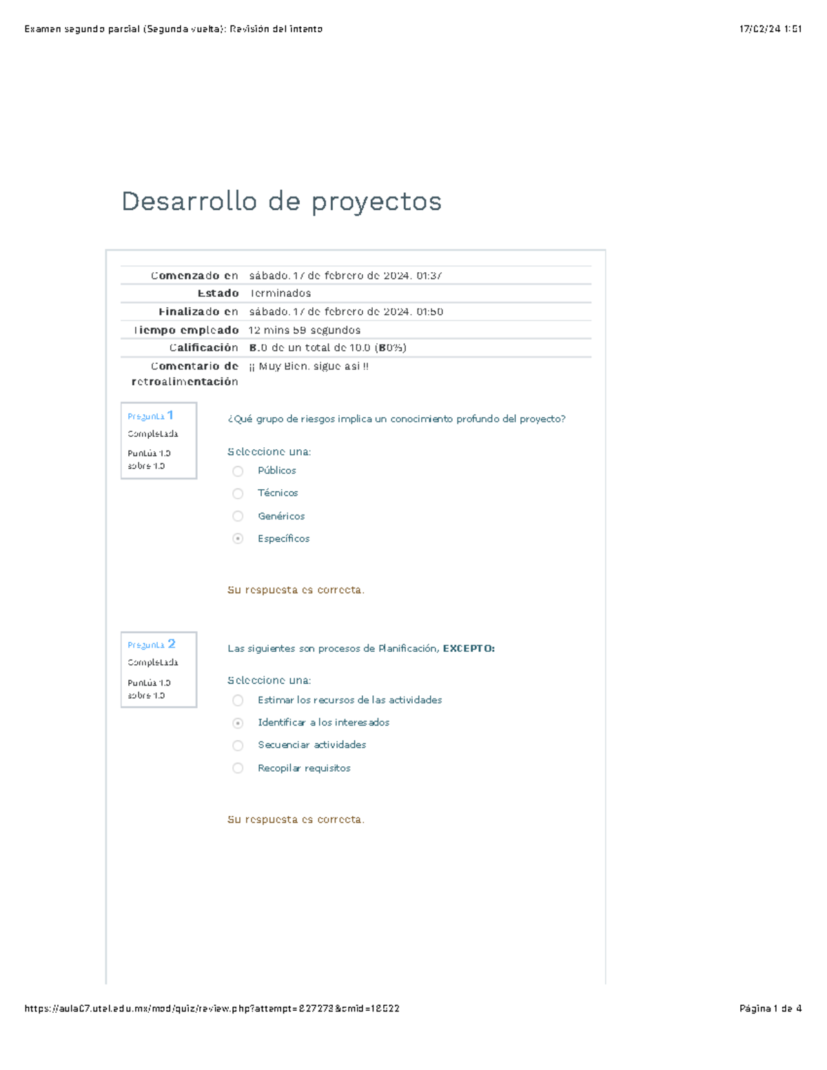 Desarrollo de Proyectos: Examen Segundo Parcial - Revisión de Intentos ...