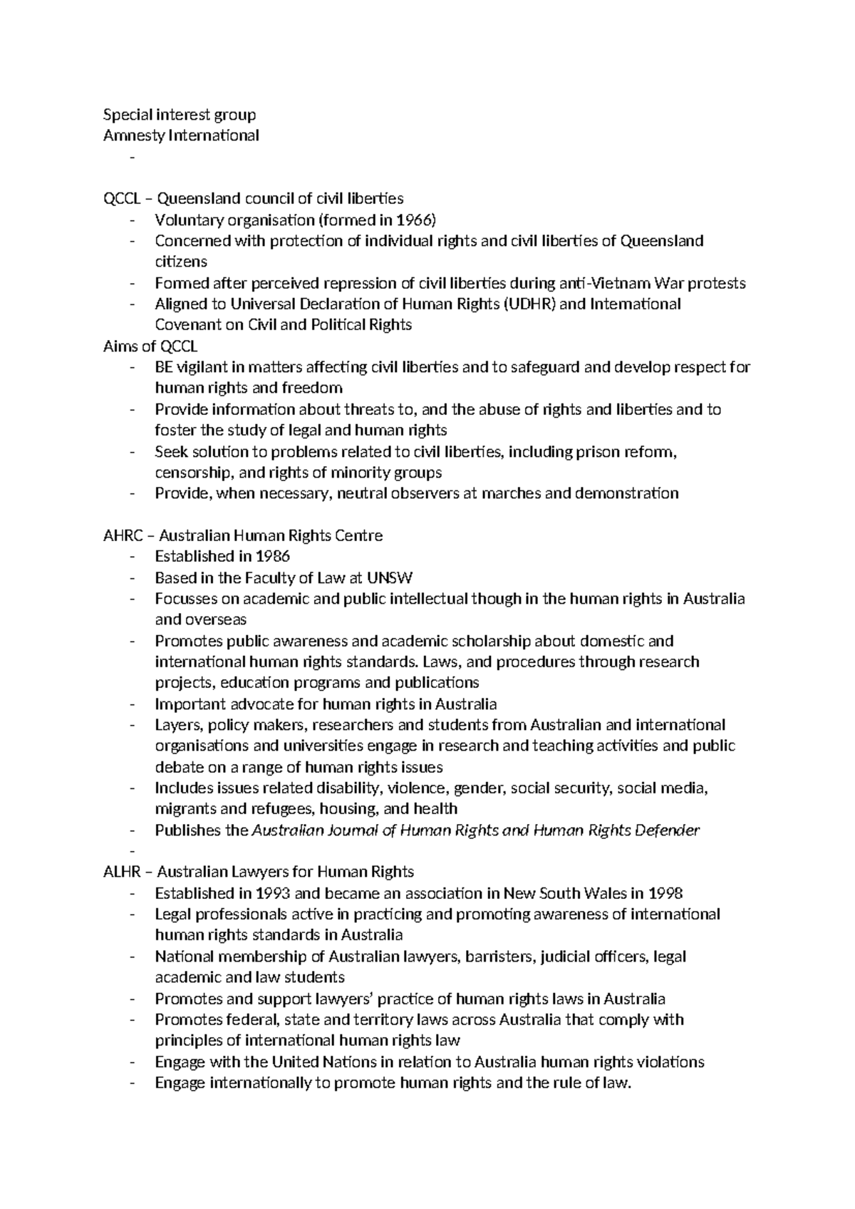 QCCL & Human Rights Advocacy: A Study on Civil Liberties - Studocu