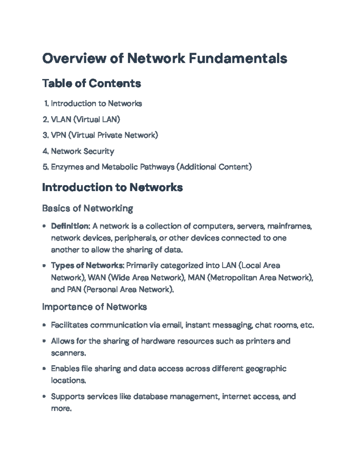 Comprehensive Guide to Network Fundamentals & Metabolic Pathways ...