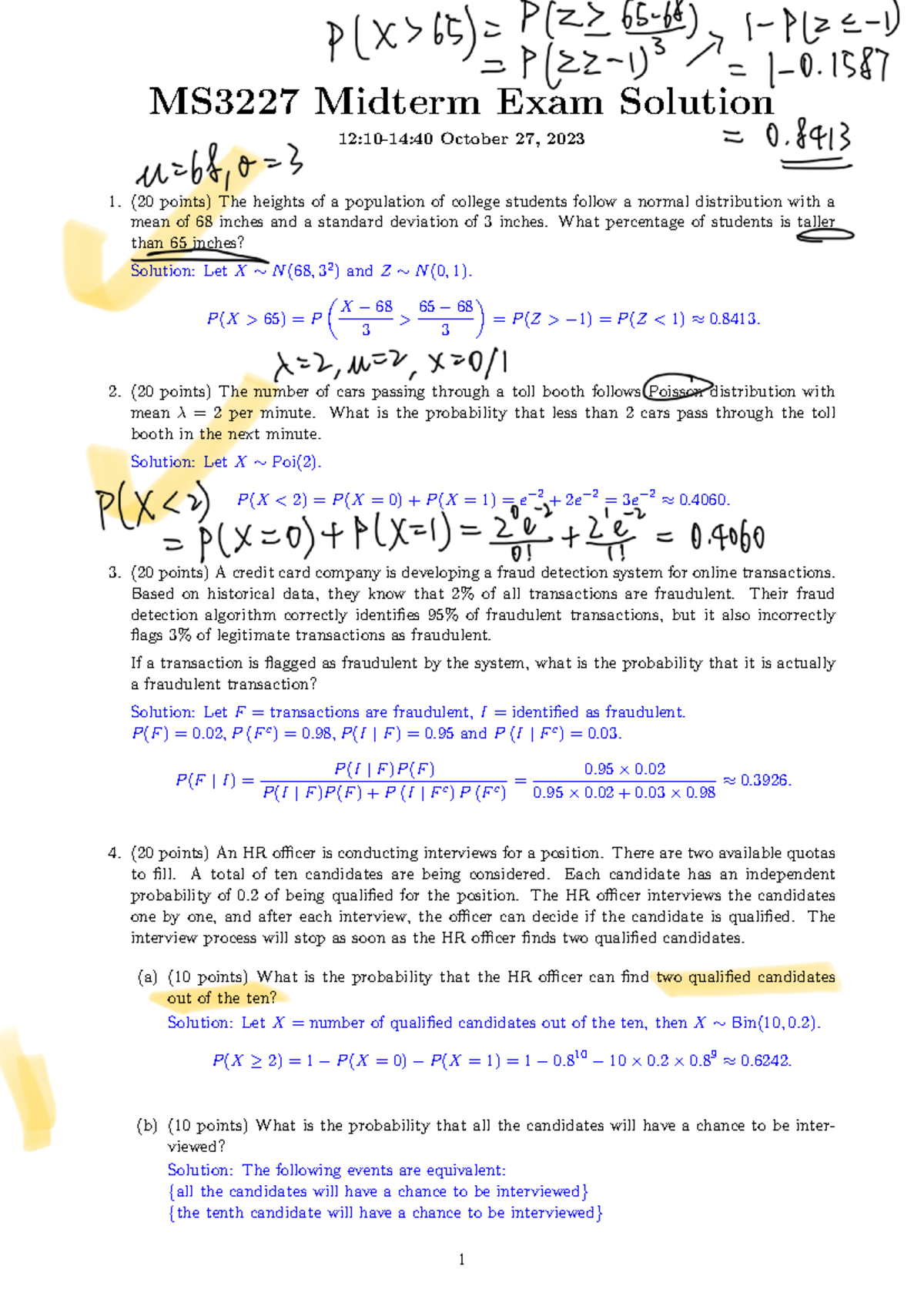 Midterm-solution - Midterm solution - MS3227 Midterm Exam Solution 12: ...