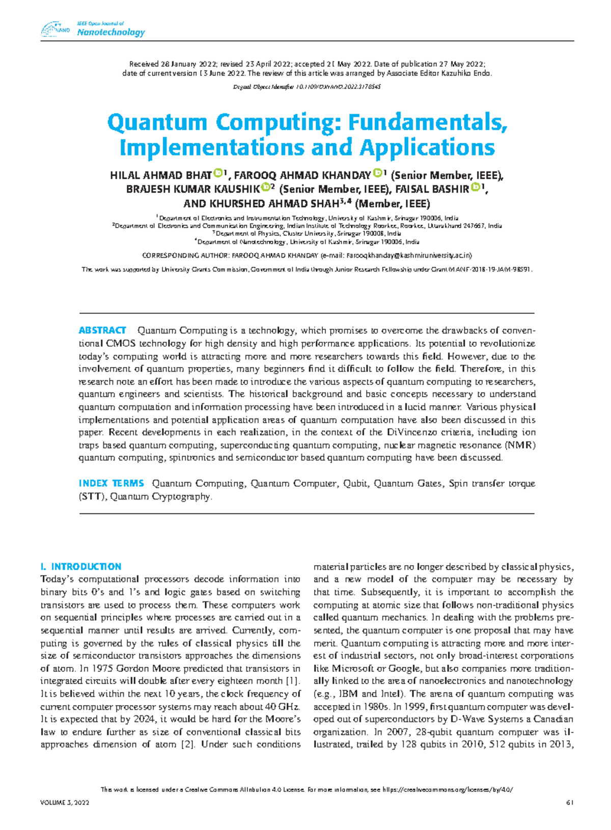 Quantum Computing Fundamentals Implementations and Applications ...