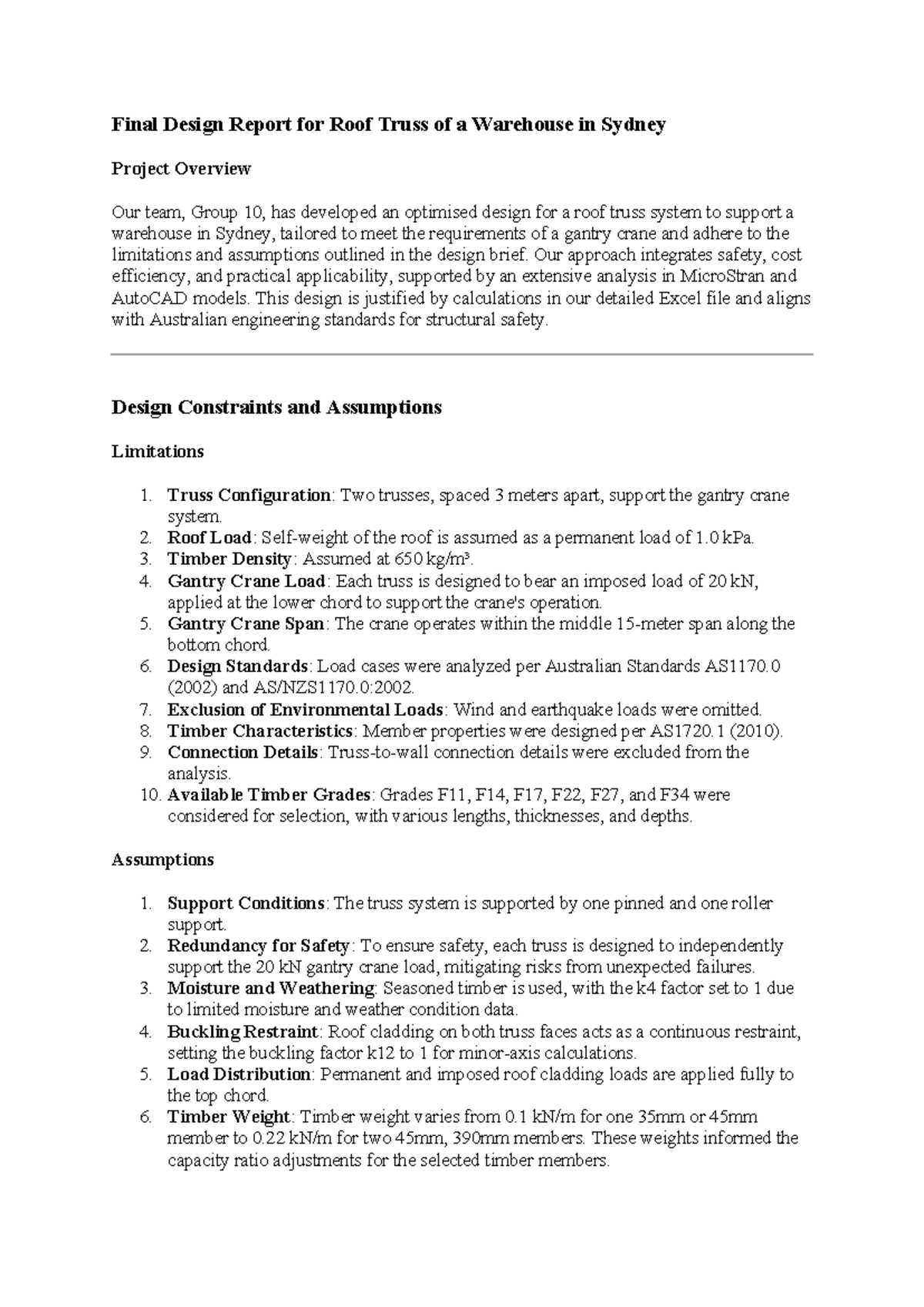 Final Design Report on Roof Truss for Warehouse (ENG123) - Studocu