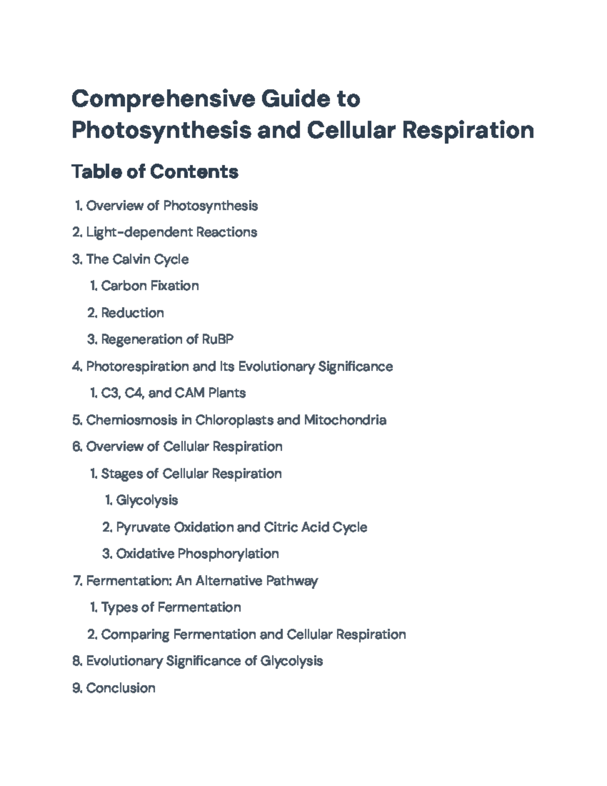 Comprehensive Guide to Photosynthesis & Cellular Respiration (BIO101 ...