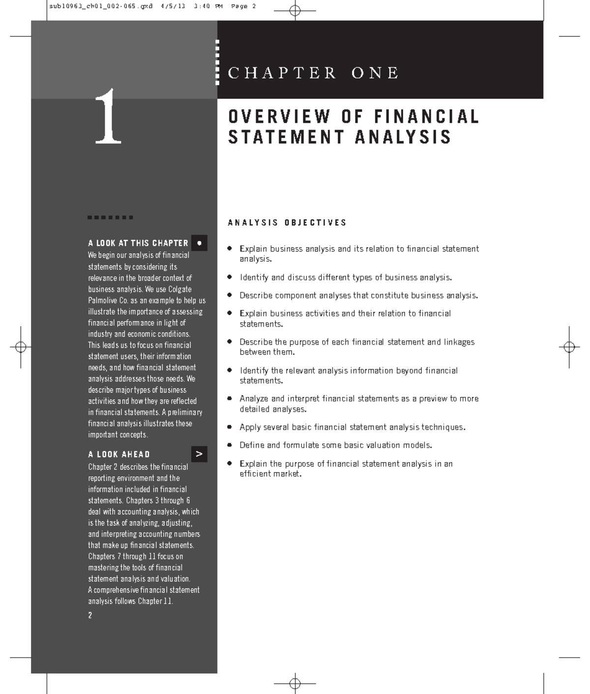 Chapter 1: Overview of Financial Statement Analysis (FIN 101) - Studocu