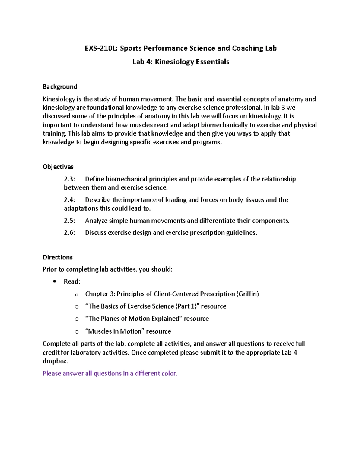 EXS 340L Final Exam Study Guide and Key Concepts Review - Studocu