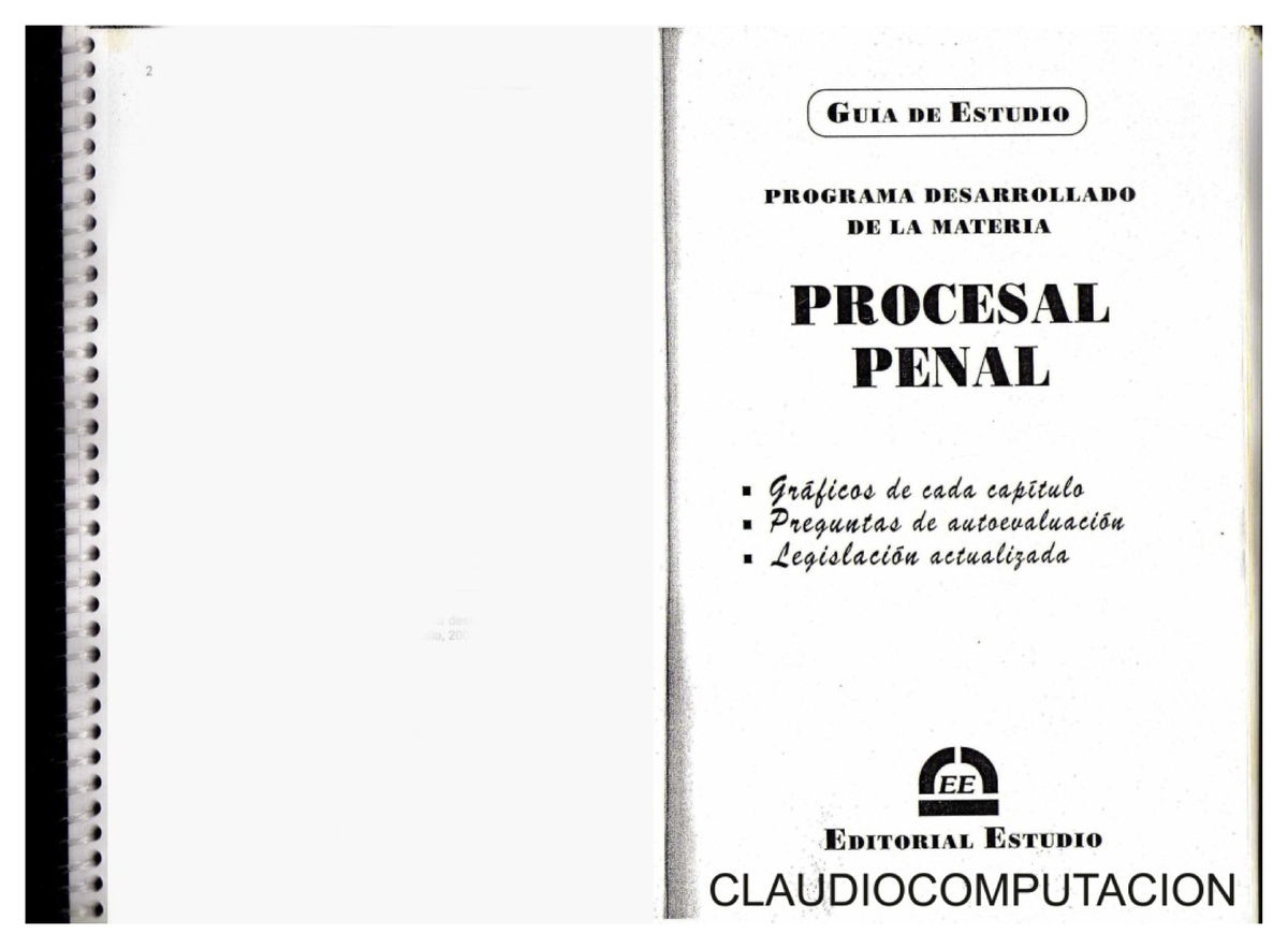Guía de Estudio - Derecho Procesal Penal - Primer Examen - 1 DE 2 - Document Preview